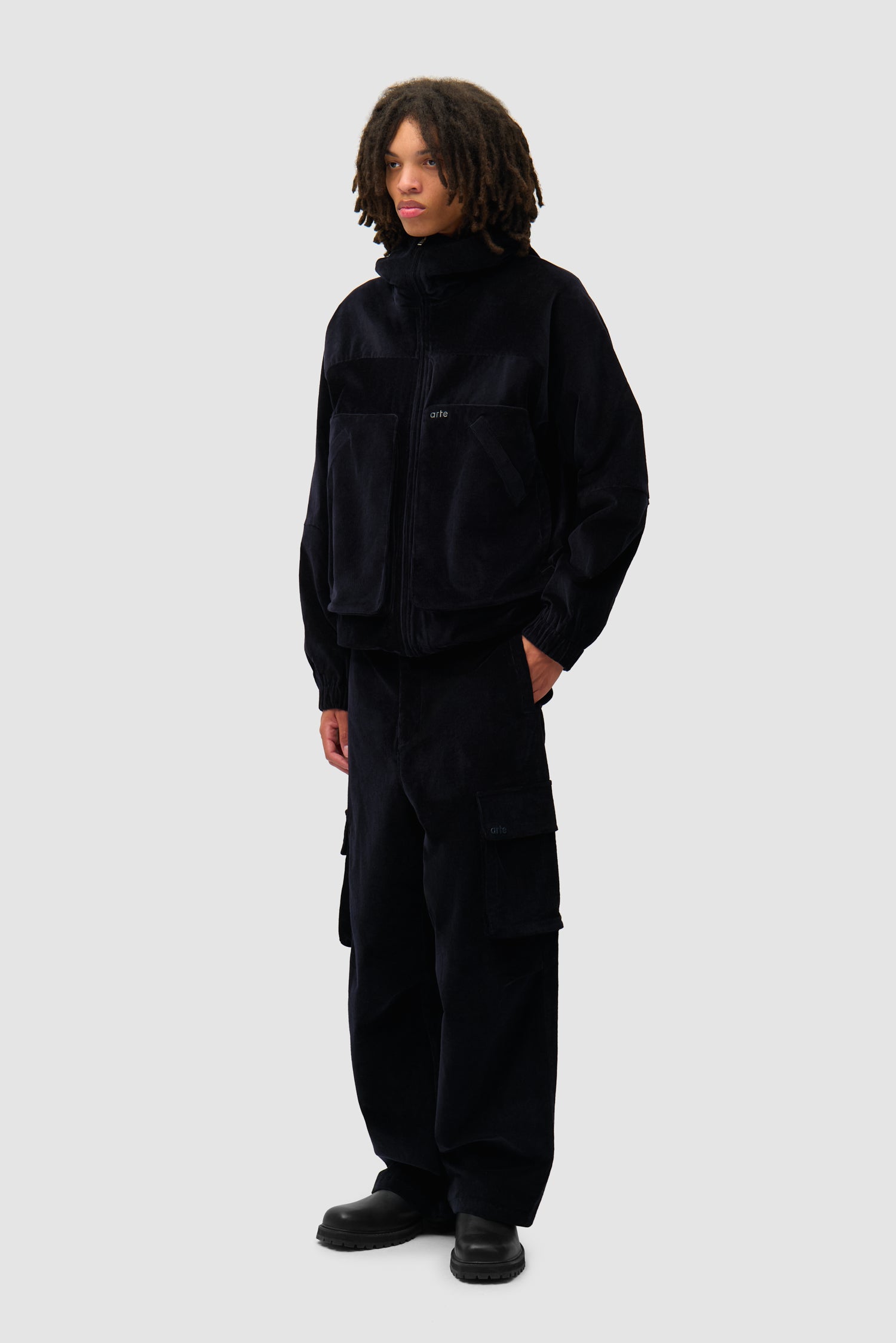 Pantalon cargo en velours côtelé - Marine