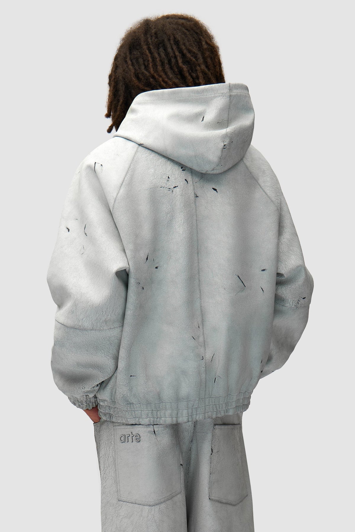Veste en cuir craquelé - Blanc