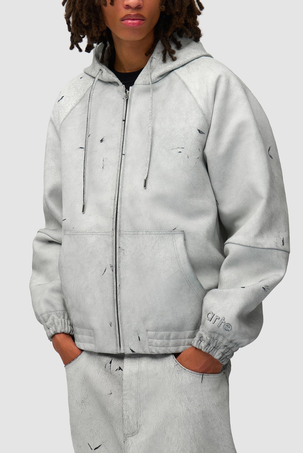 Veste en cuir craquelé - Blanc