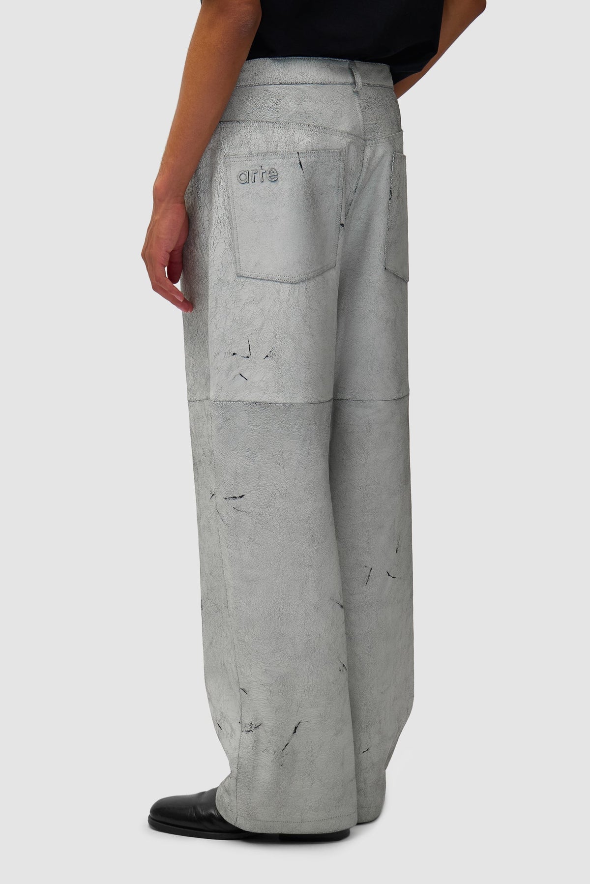 Pantalon en cuir craquelé - Blanc