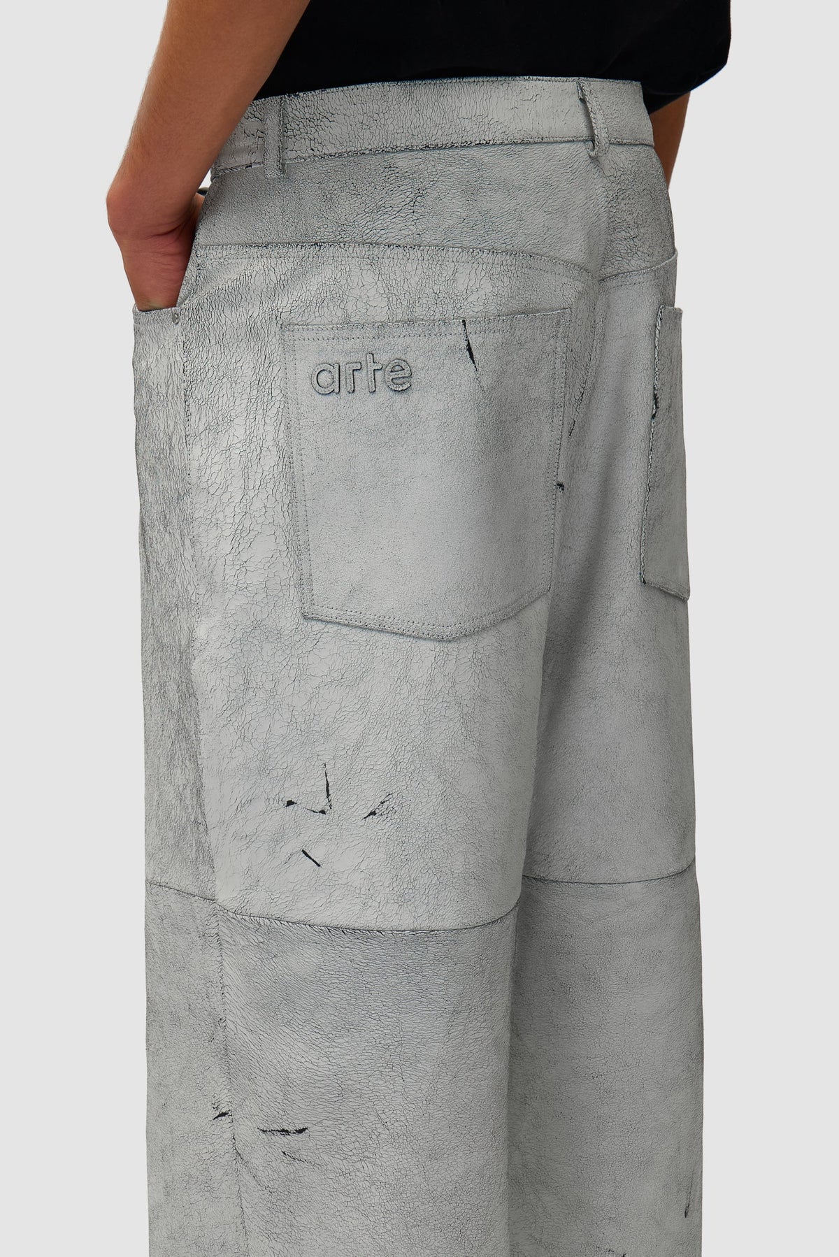 Pantalon en cuir craquelé - Blanc