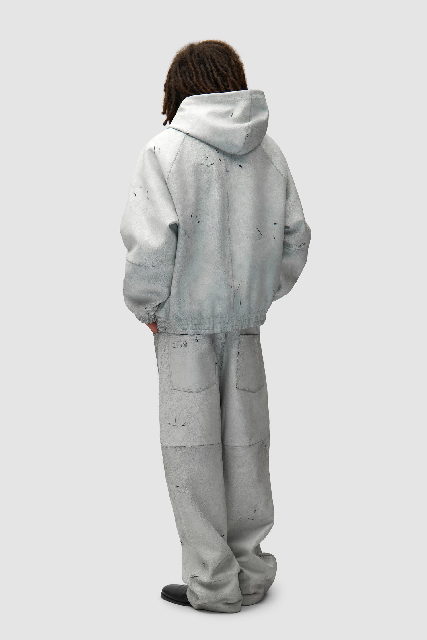 Pantalon en cuir craquelé - Blanc