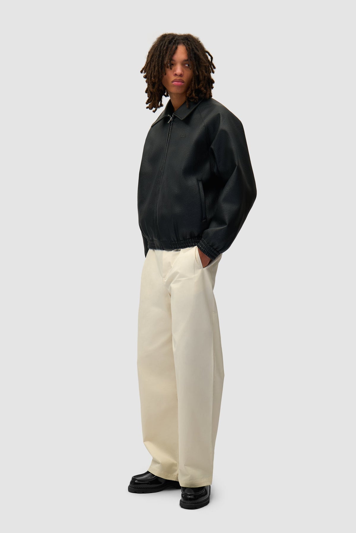 Veste en cuir basique - Noir