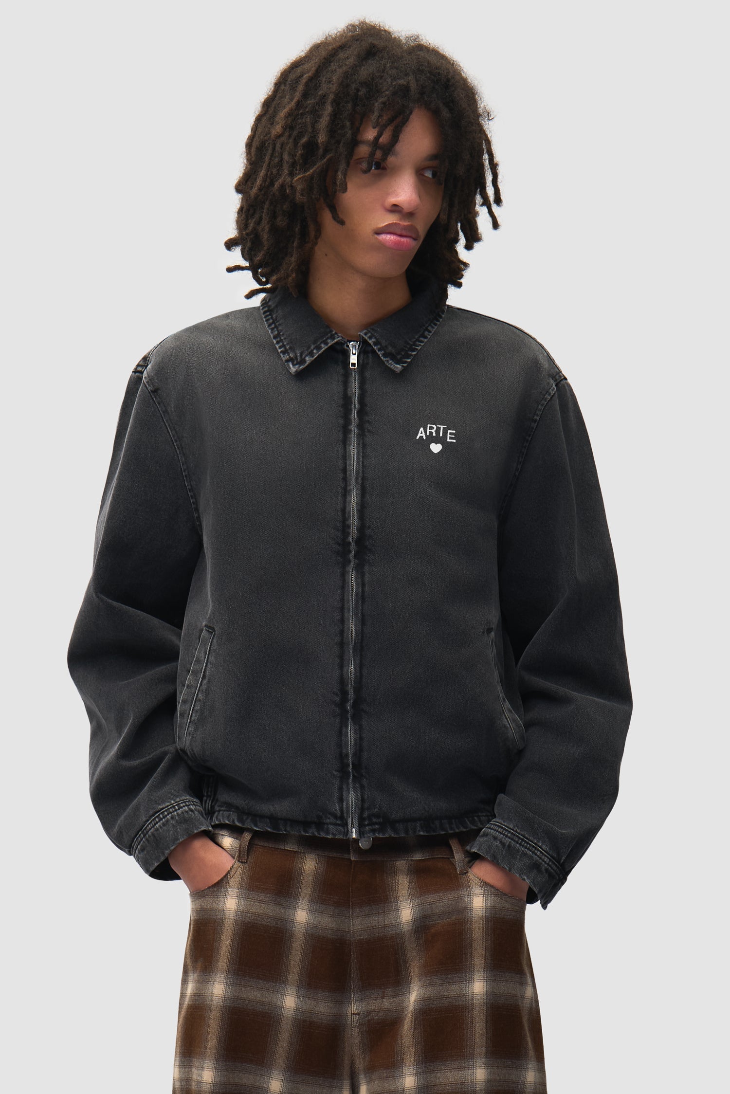 Veste classique en denim délavé - Noir