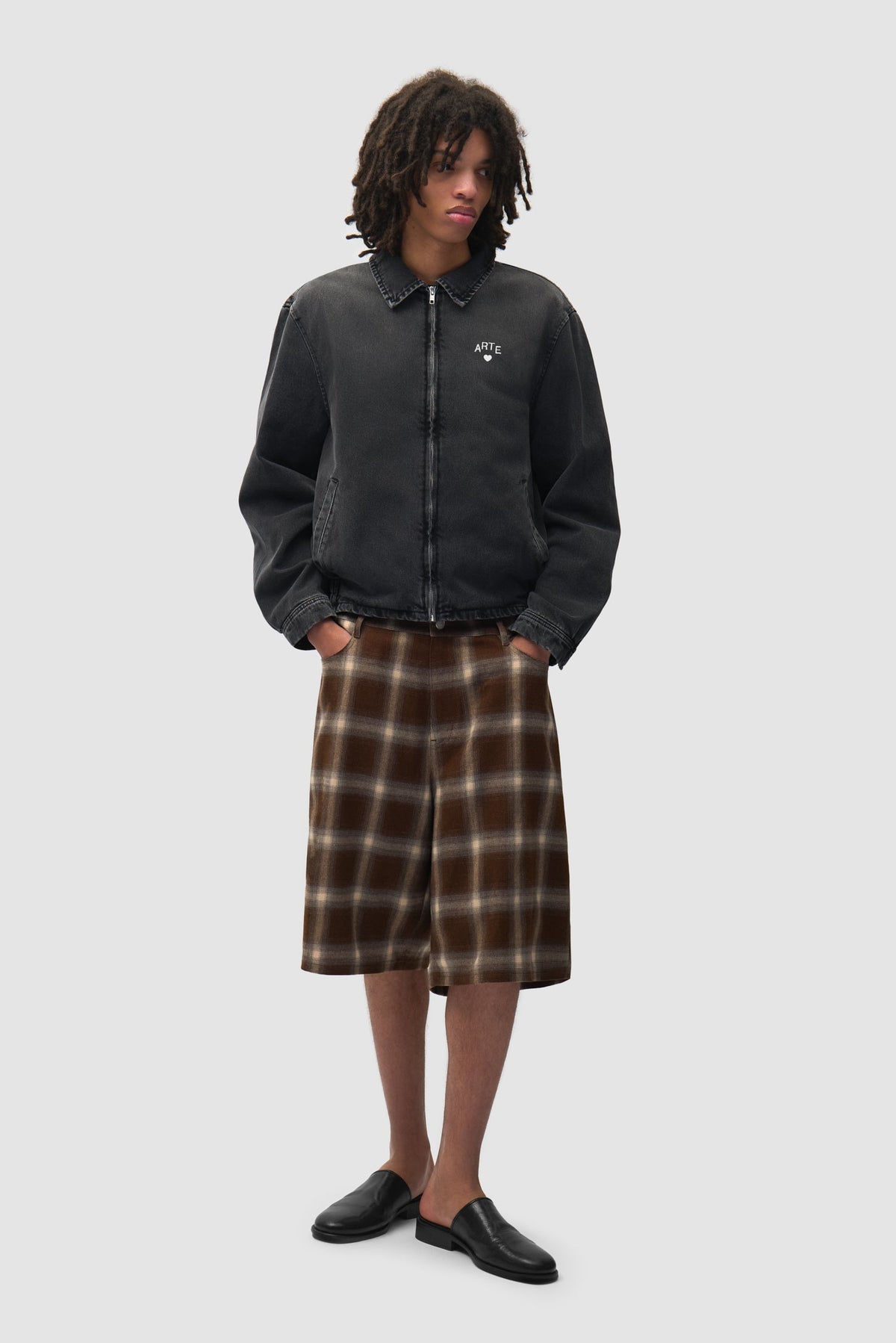 Veste classique en denim délavé - Noir