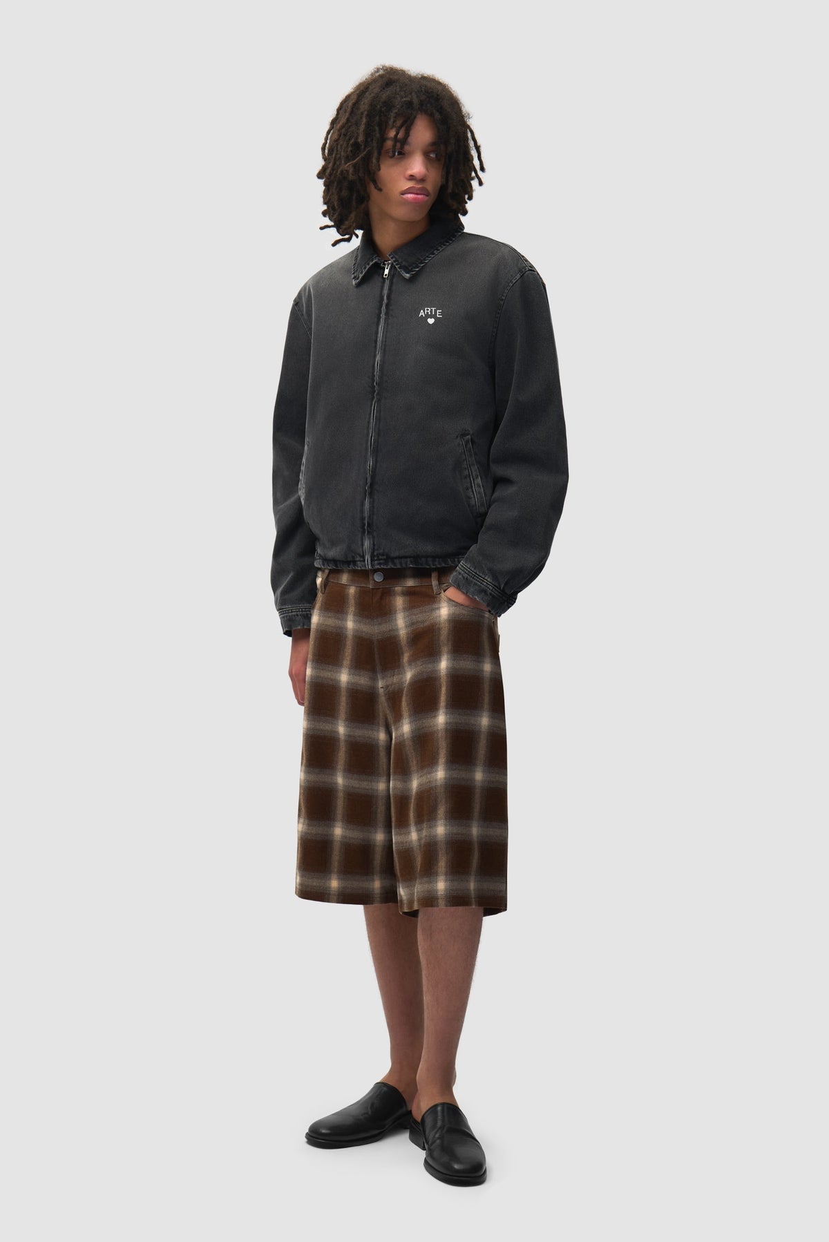 Veste classique en denim délavé - Noir