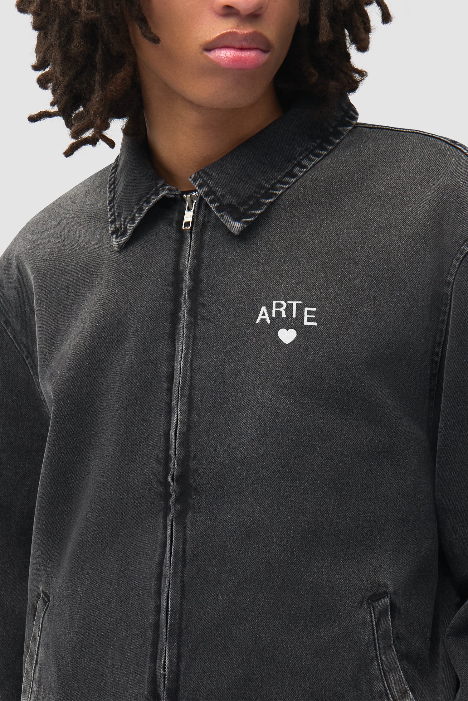 Veste classique en denim délavé - Noir