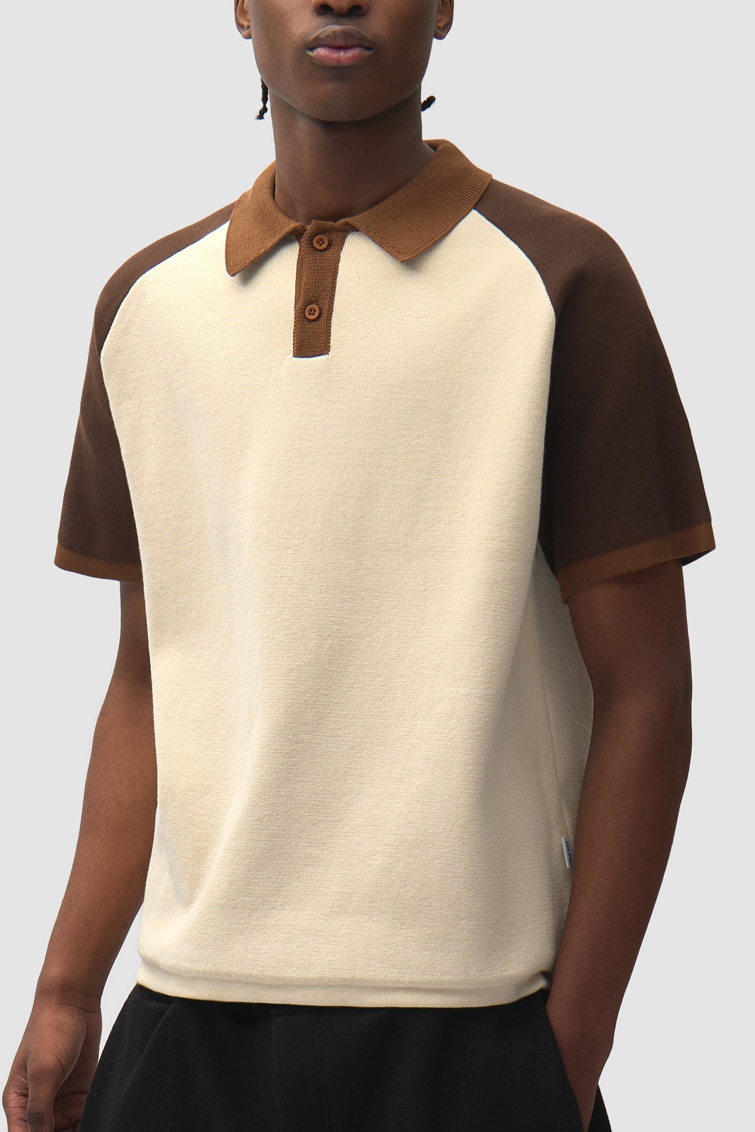 Polo en maille - Marron/Crème
