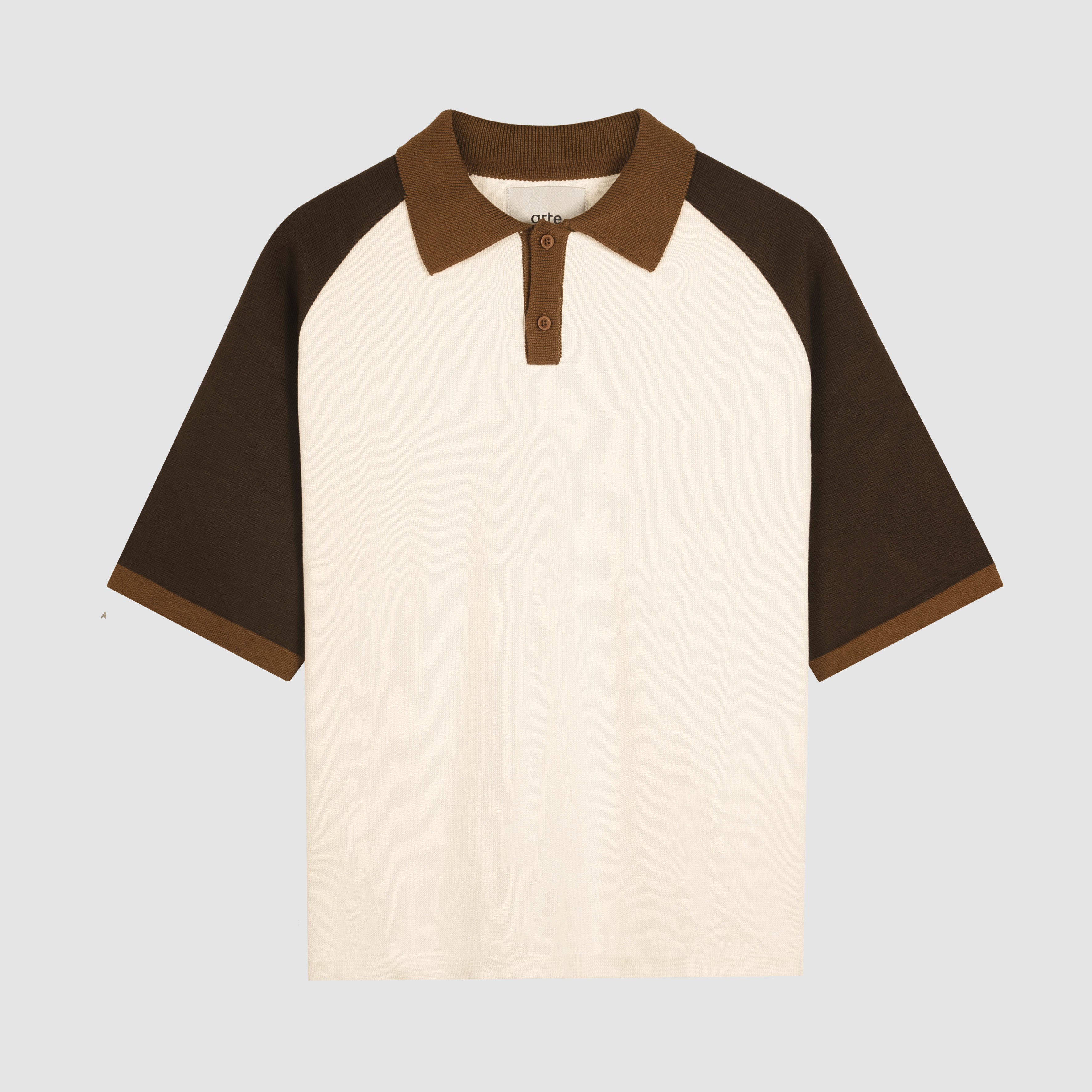 Polo en maille - Marron/Crème