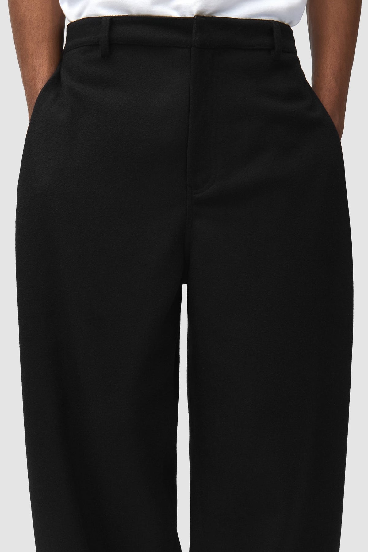 Pantalon de galerie plissé en laine - Noir