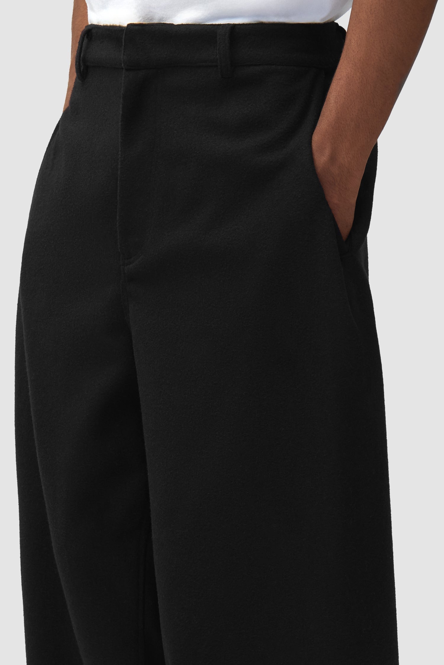 Pantalon de galerie plissé en laine - Noir