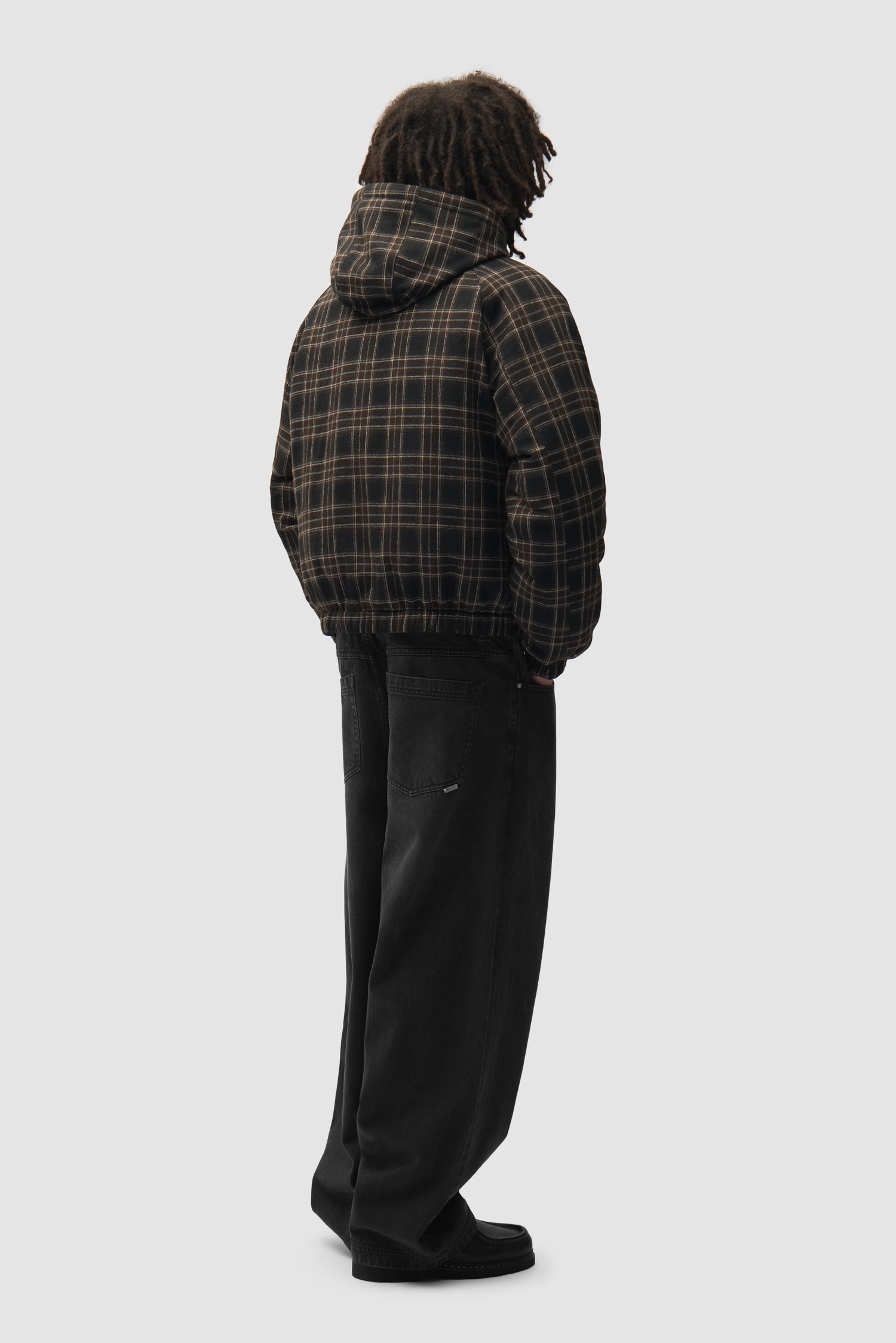 Veste réversible à capuche à carreaux - Noire