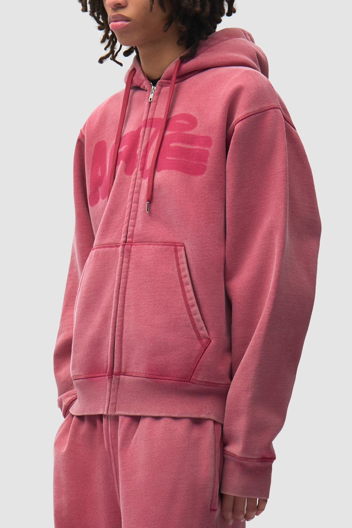 Sweat à capuche zippé « Stencil Sunfade » - Rouge