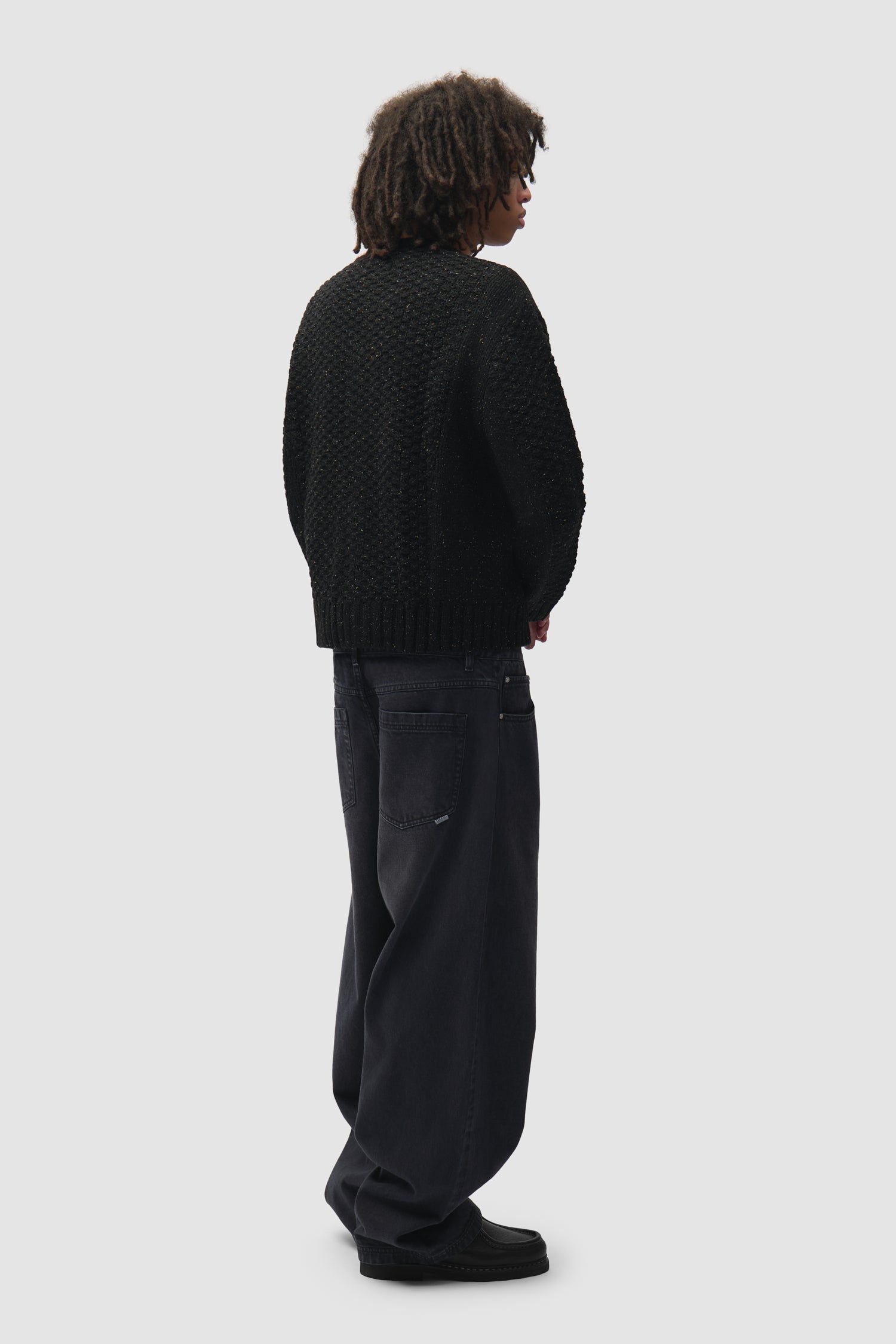 Cardigan en maille torsadée à motif moucheté - Noir