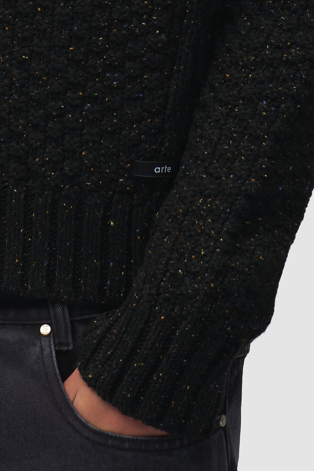 Cardigan en maille torsadée à motif moucheté - Noir