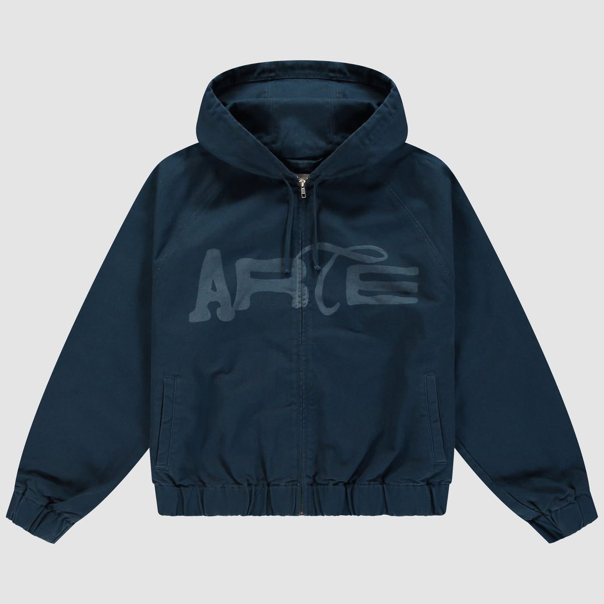 Veste à capuche en toile imprimée au pochoir - Bleu marine
