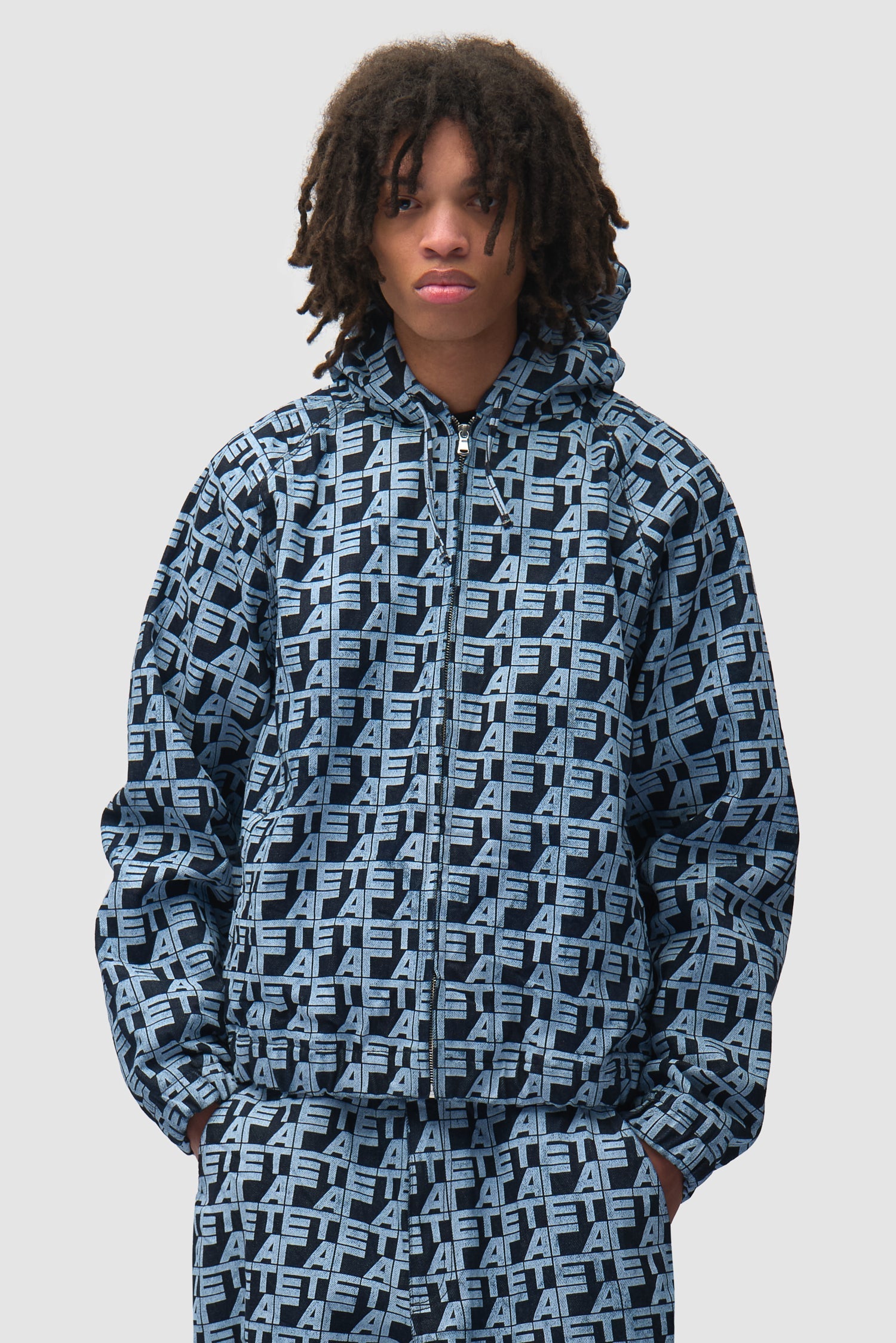 Veste en jean à carreaux sur toute la surface - Jean