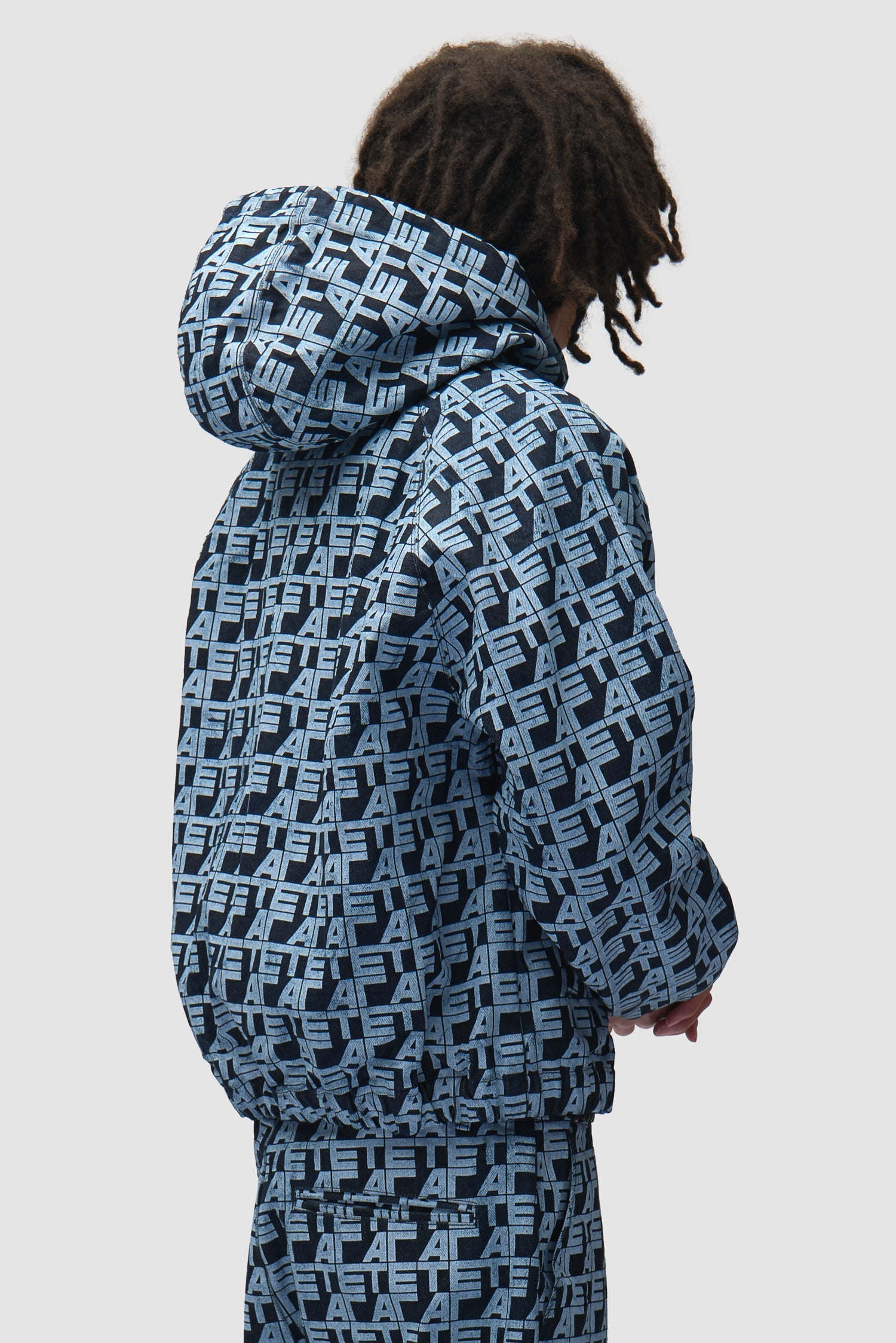 Veste en jean à carreaux sur toute la surface - Jean