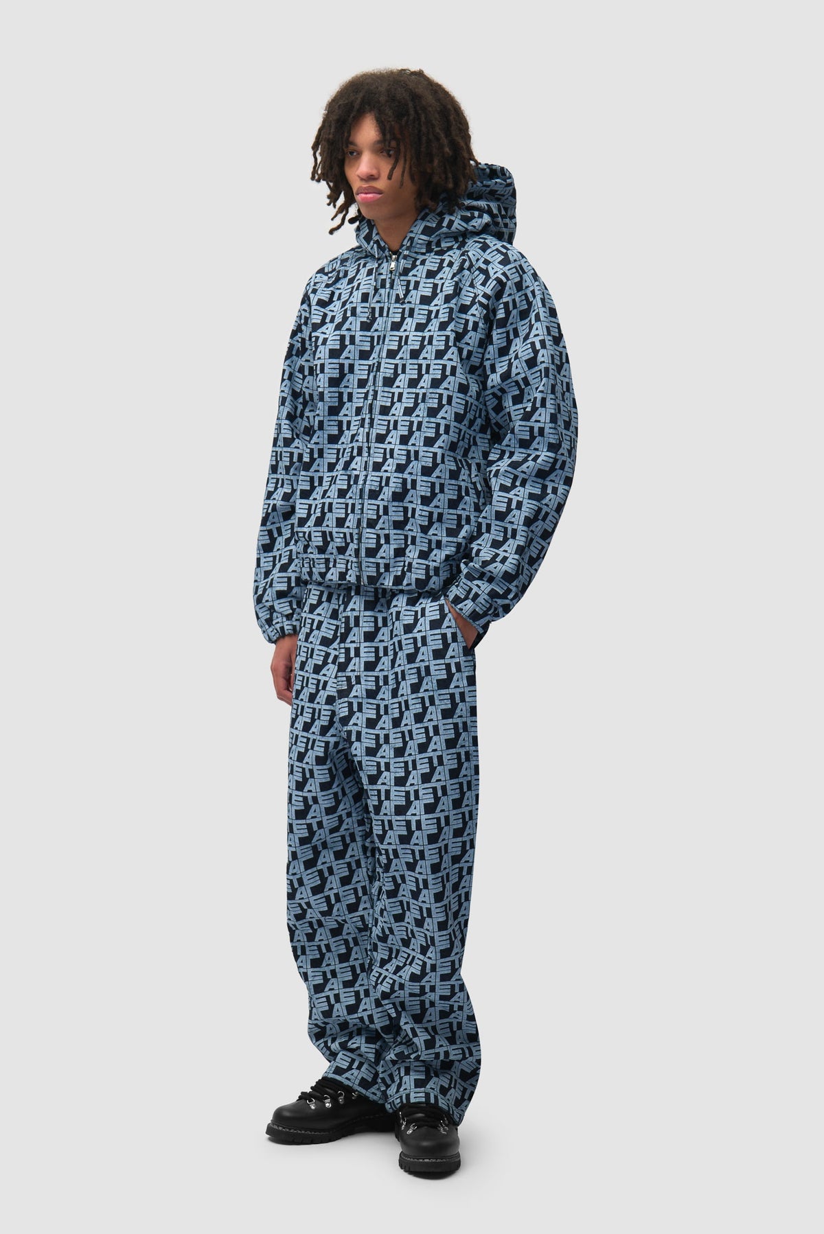 Veste en jean à carreaux sur toute la surface - Jean