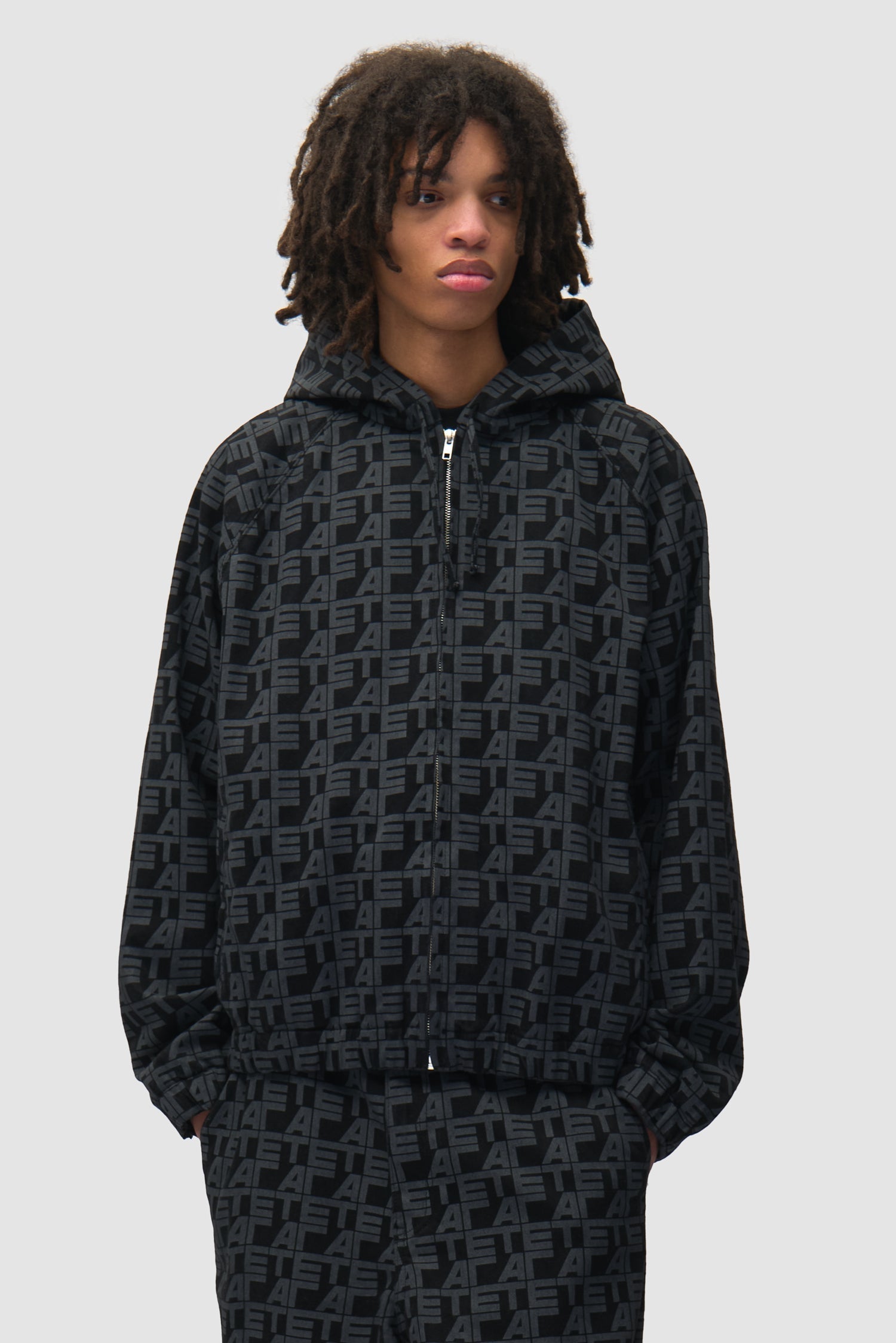 Veste en jean à carreaux sur toute la surface - Jean noir