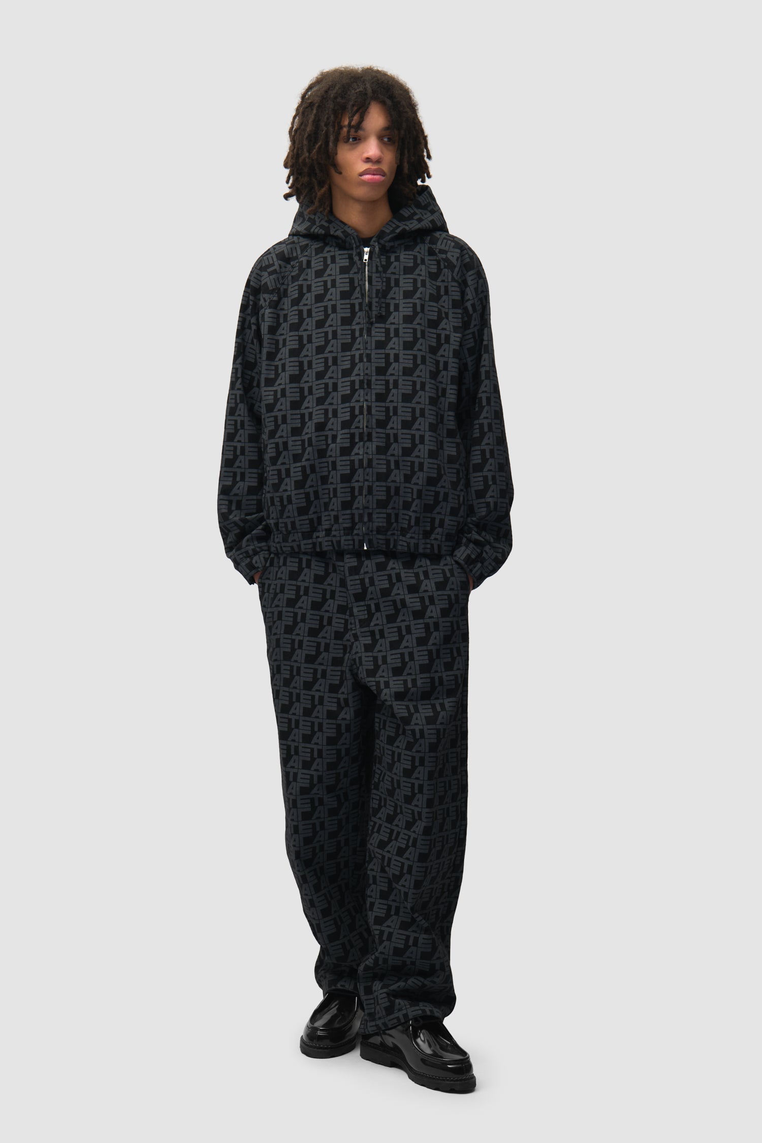 Veste en jean à carreaux sur toute la surface - Jean noir