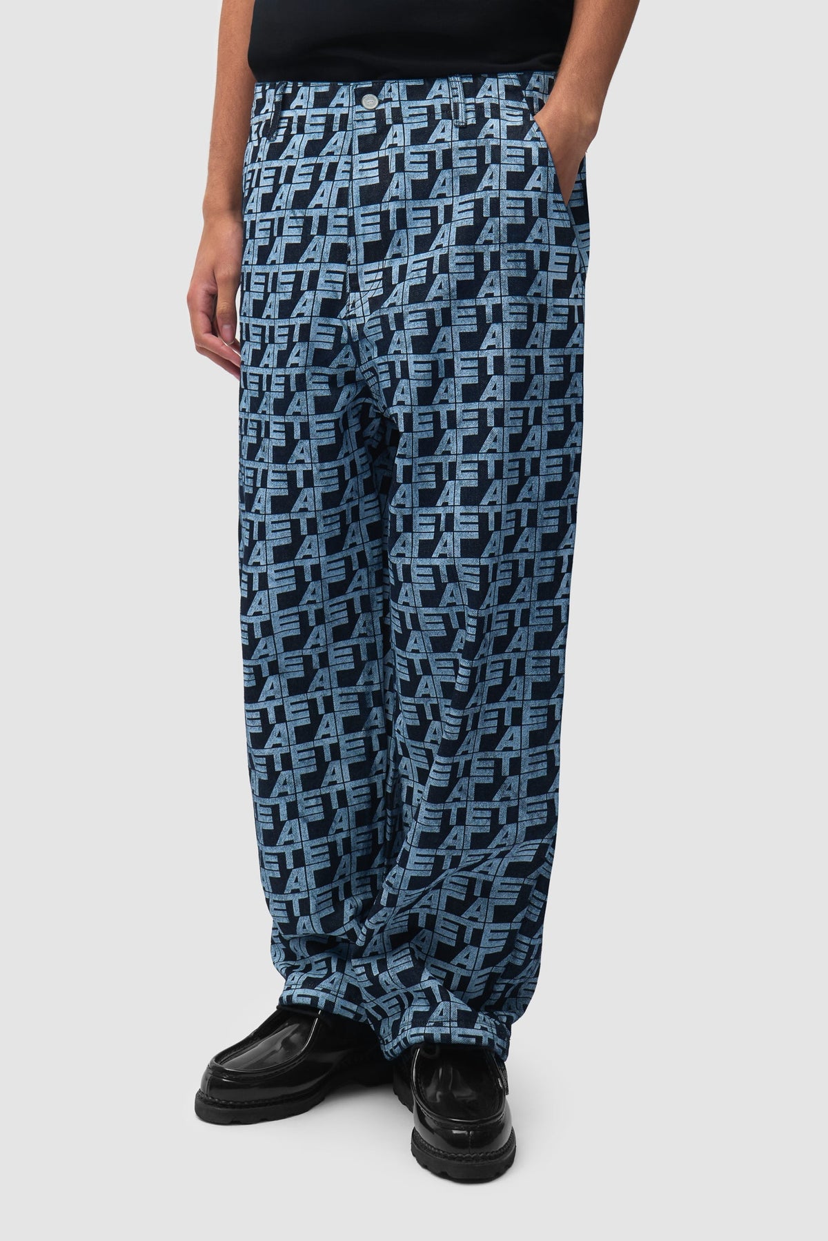 Pantalon à carreaux sur toute la surface - Denim