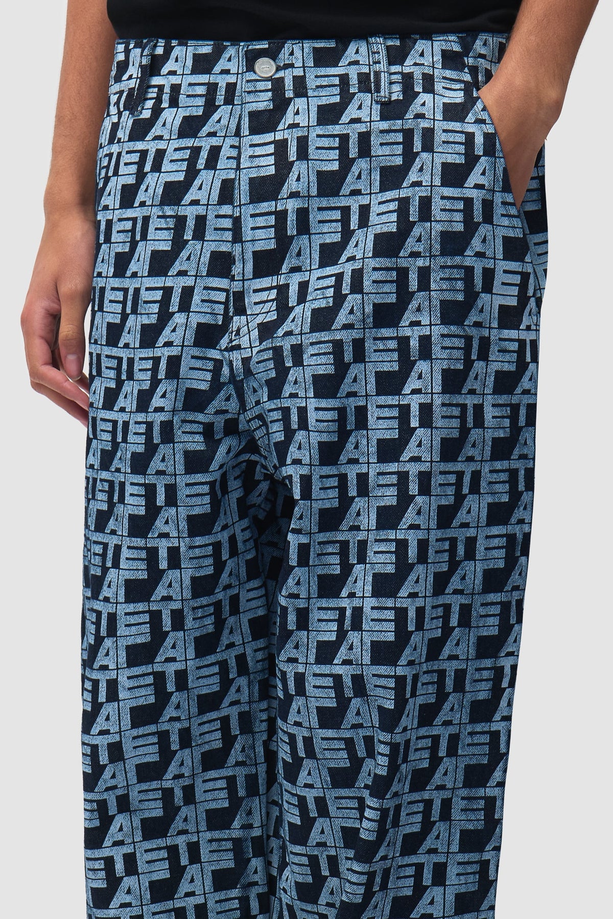 Pantalon à carreaux sur toute la surface - Denim