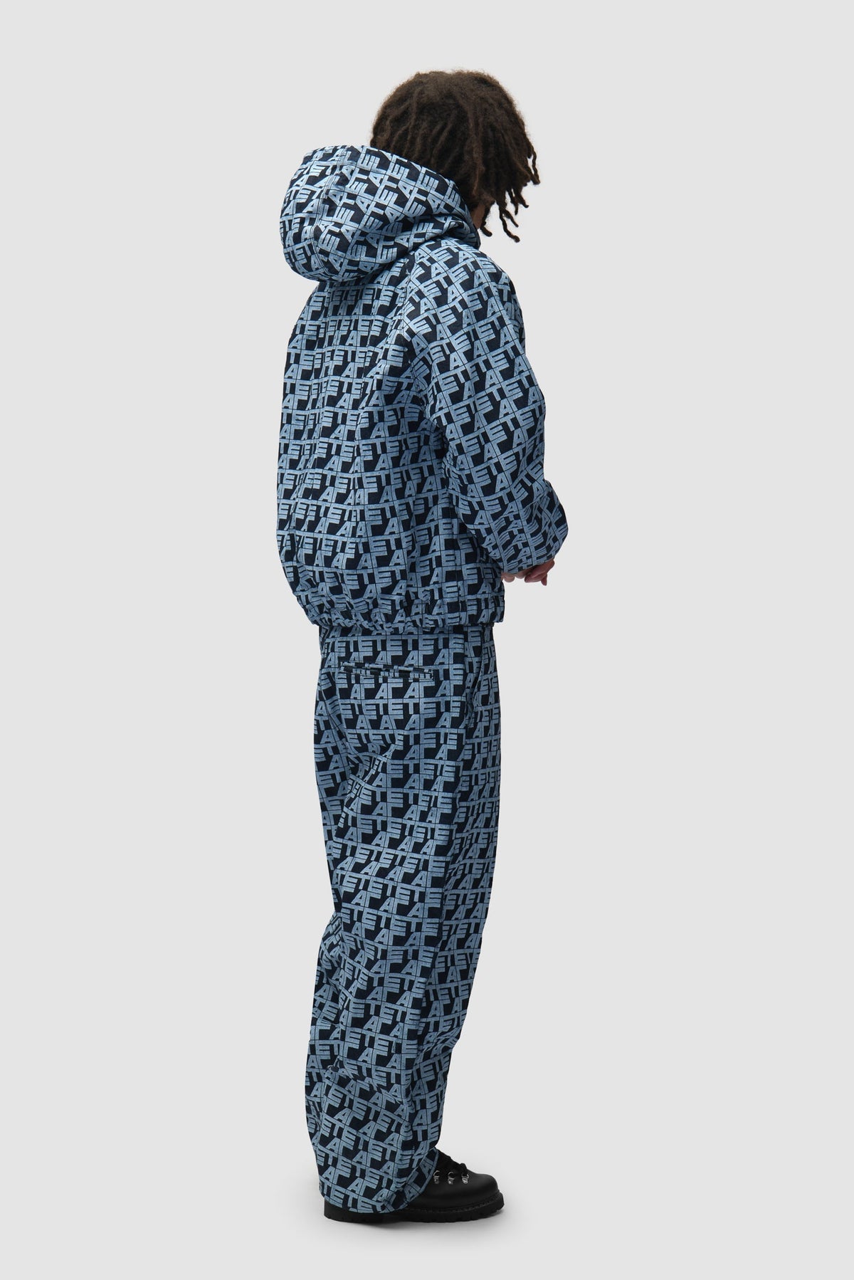 Pantalon à carreaux sur toute la surface - Denim