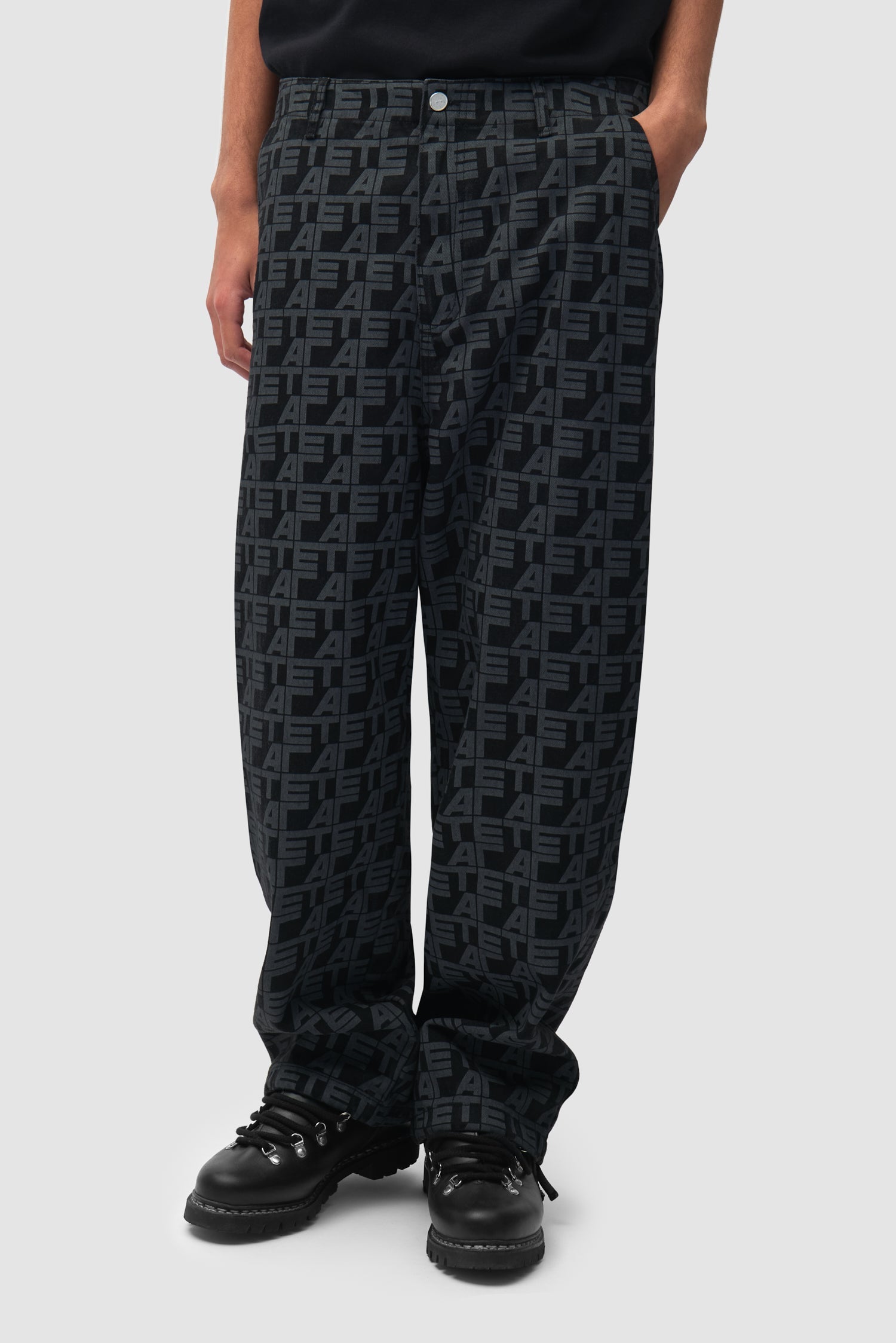 Pantalon à carreaux sur toute la surface - Denim noir