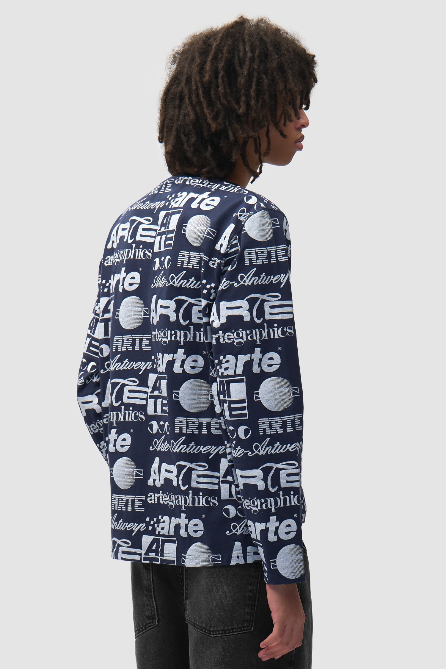 T-shirt à manches longues Polygraphic - Bleu marine/Blanc