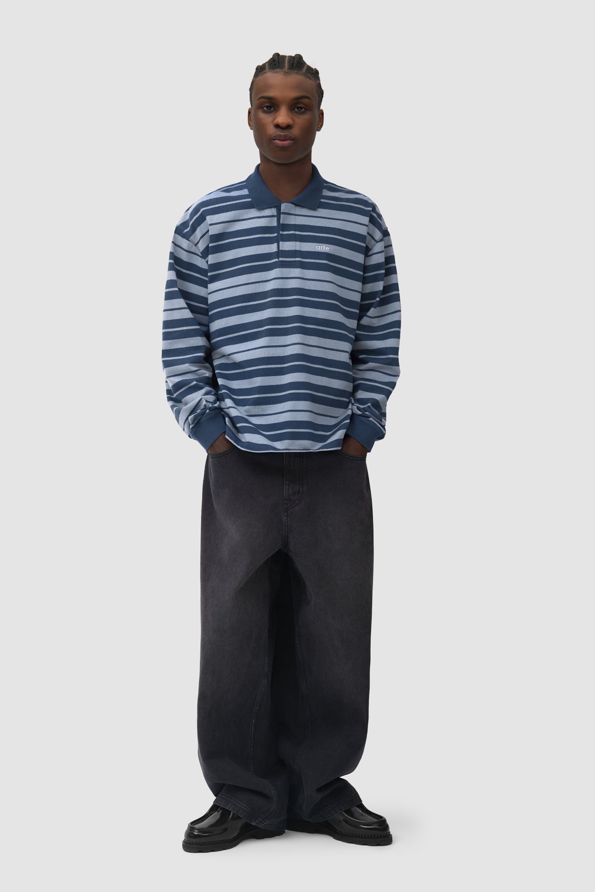 Polo rayé - Bleu marine/Bleu clair