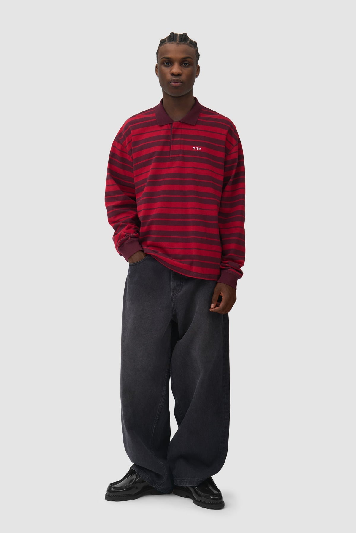 Polo rayé - Rouge/Bordeaux