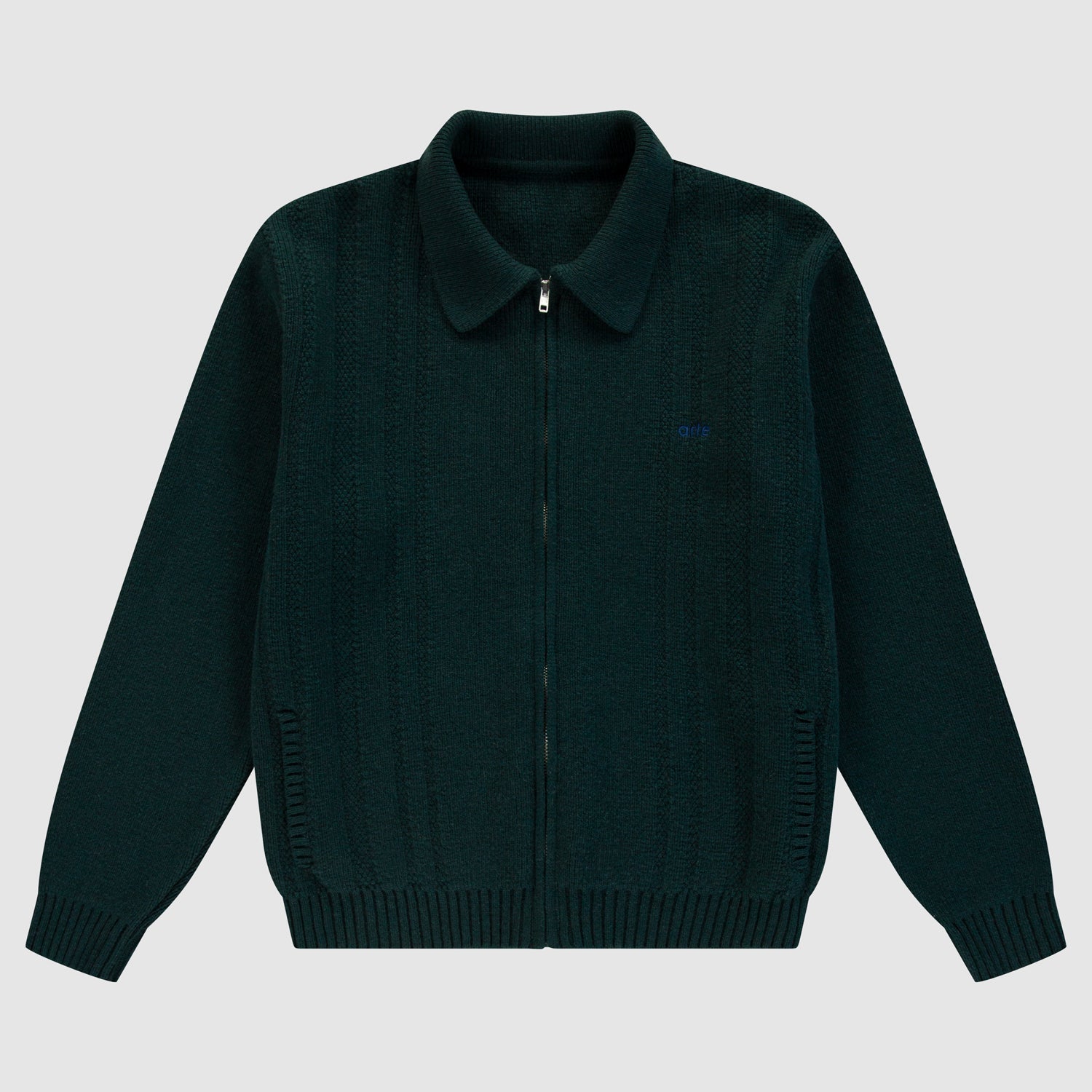 Cardigan à fermeture éclair et motif torsadé - Vert