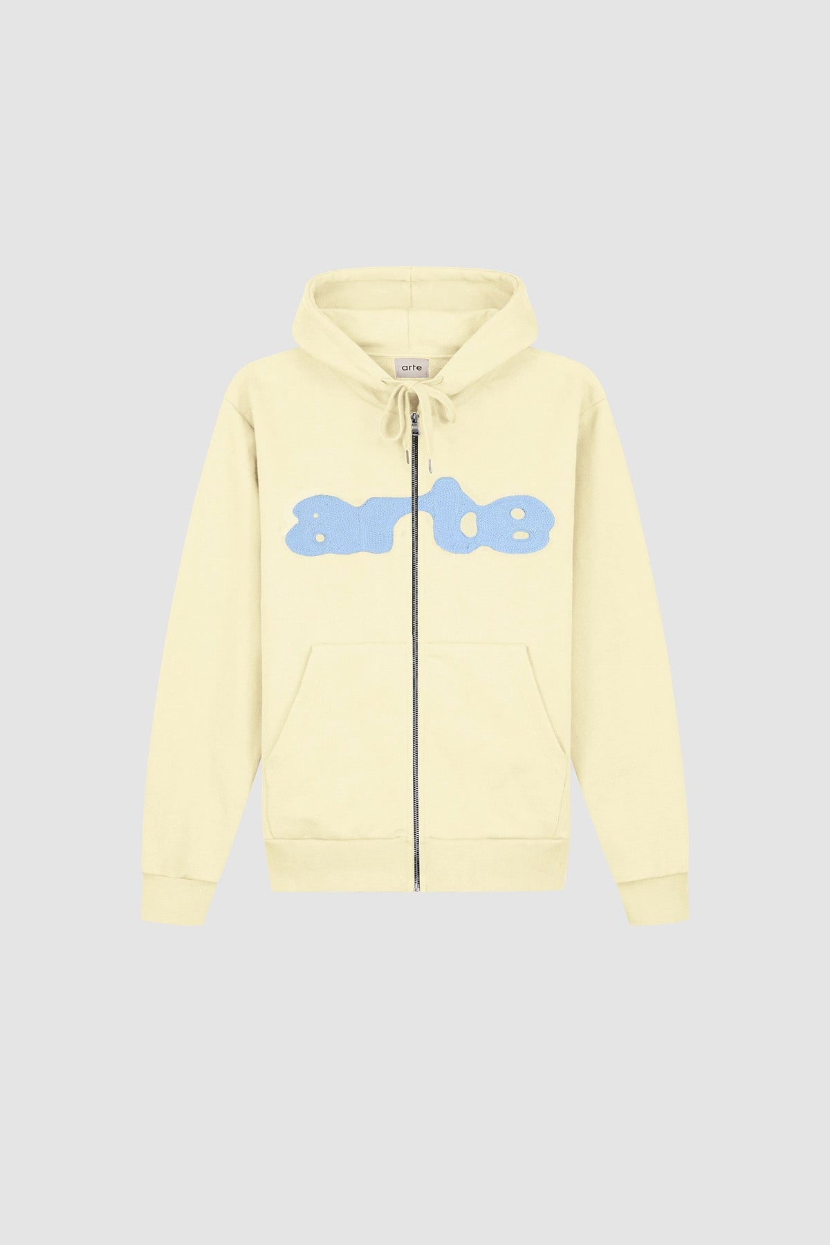 Sweat à capuche zippé brodé - Crème
