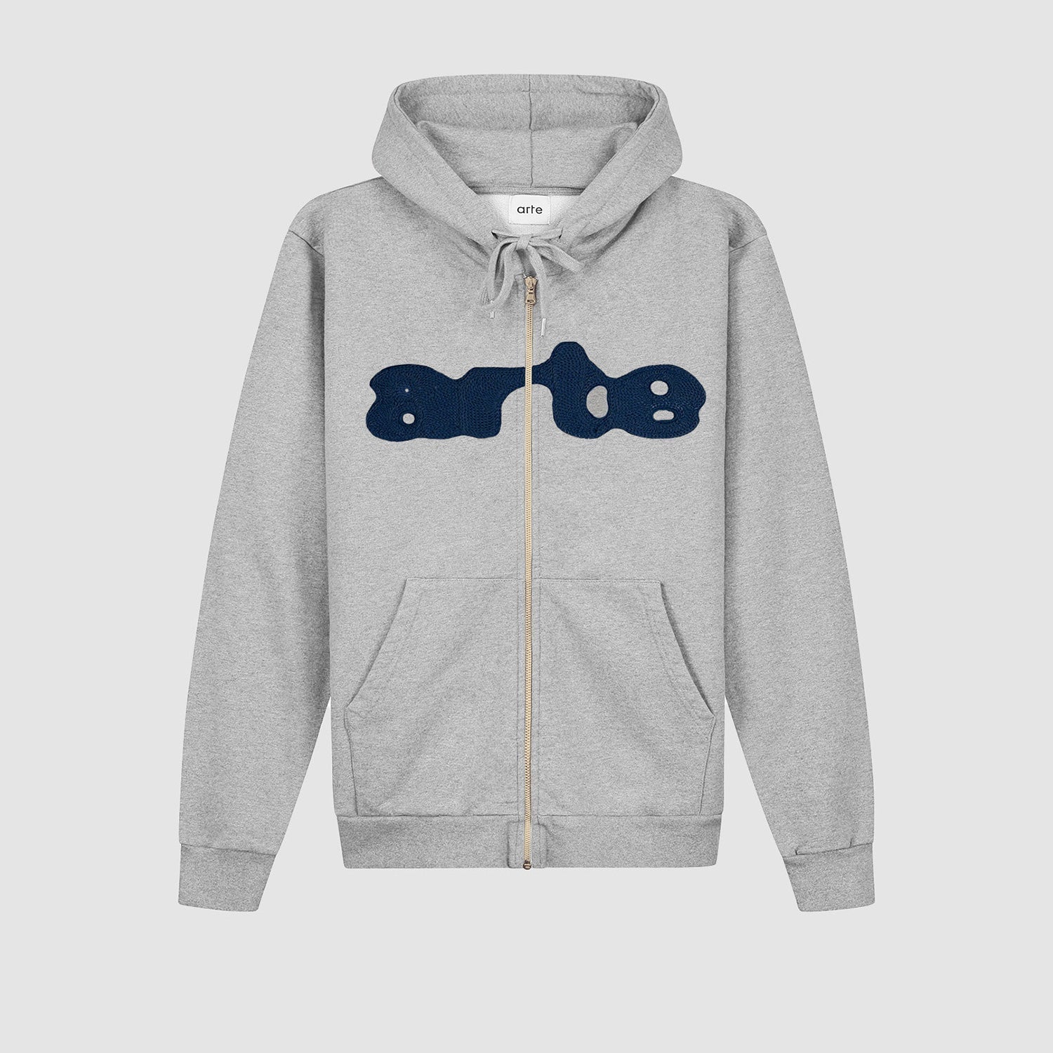 Sweat à capuche zippé brodé - Gris