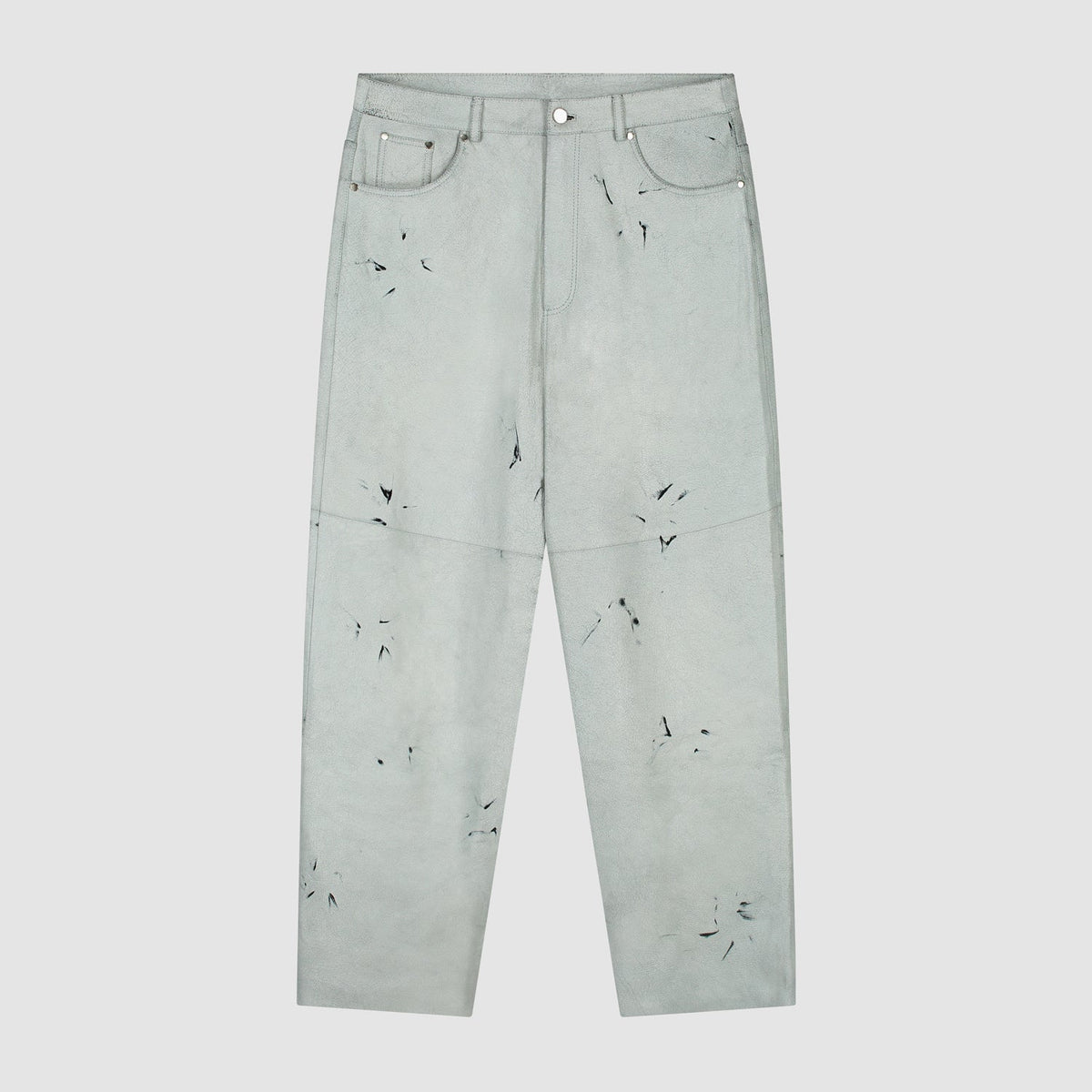 Pantalon en cuir craquelé - Blanc