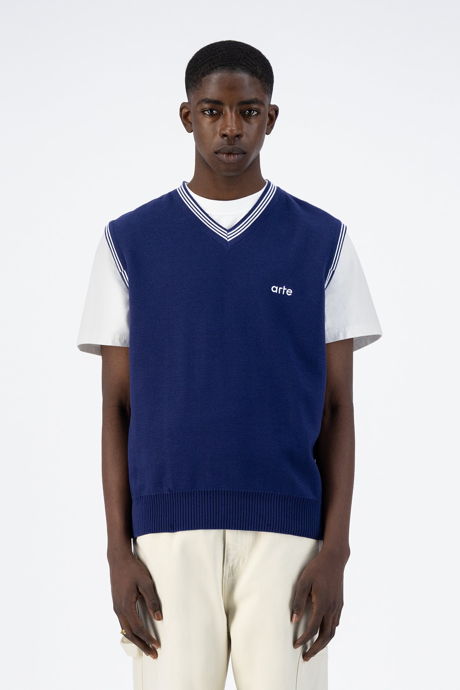 Tricot à logo Karl - Bleu/Blanc