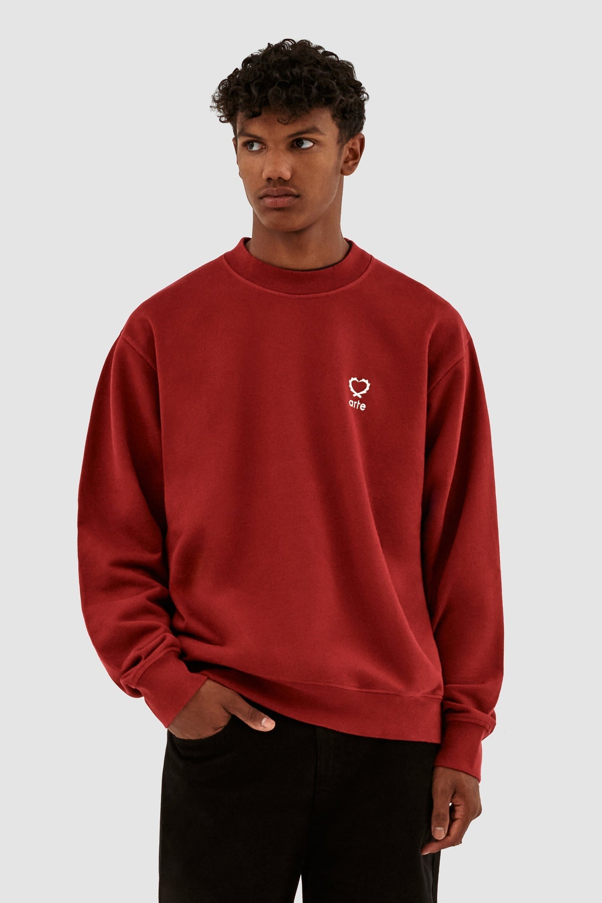 Carlos Small Heart Crewneck - Bordeaux