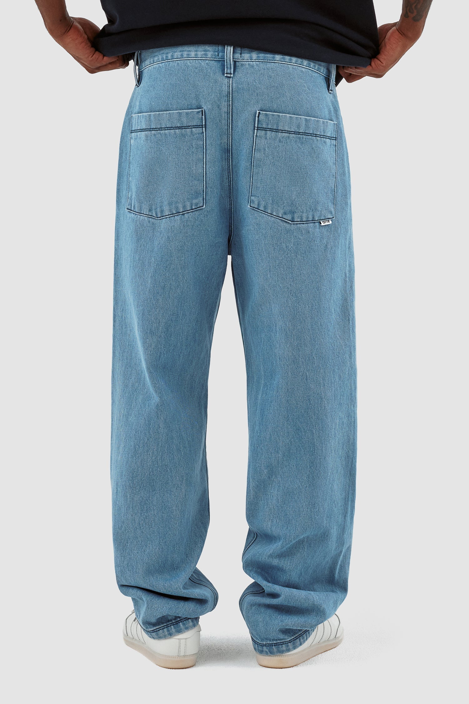 Poage Belt Detail Pants - Denim Bleach