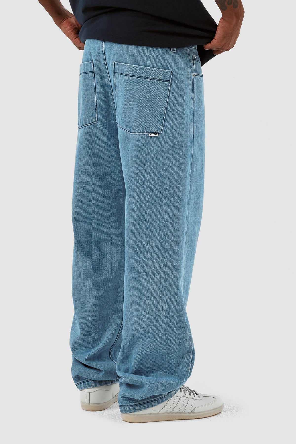 Poage Belt Detail Pants - Denim Bleach