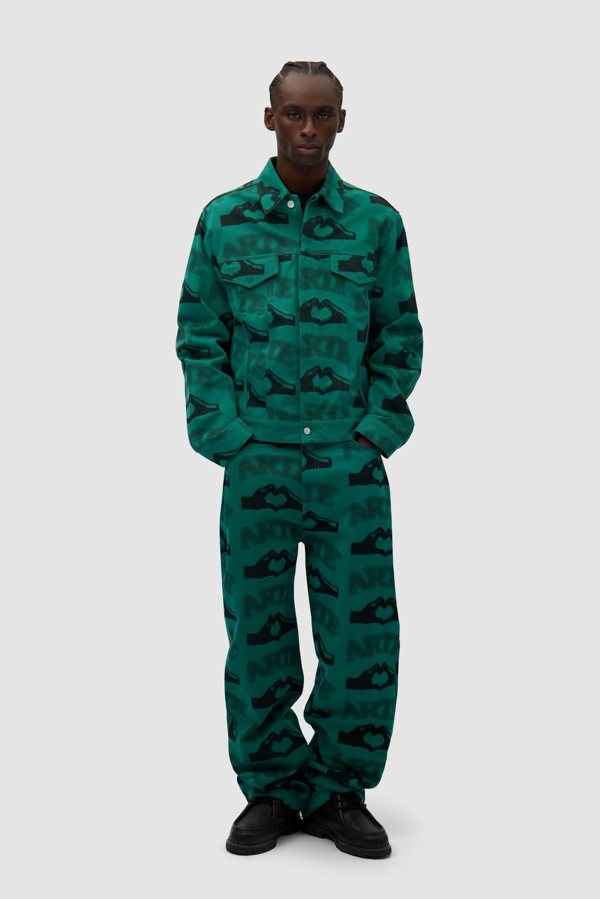 Veste imprimée en forme de cœur - Vert