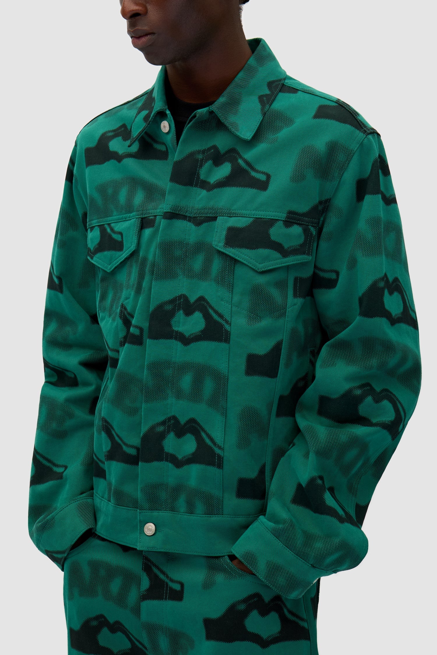 Veste imprimée en forme de cœur - Vert