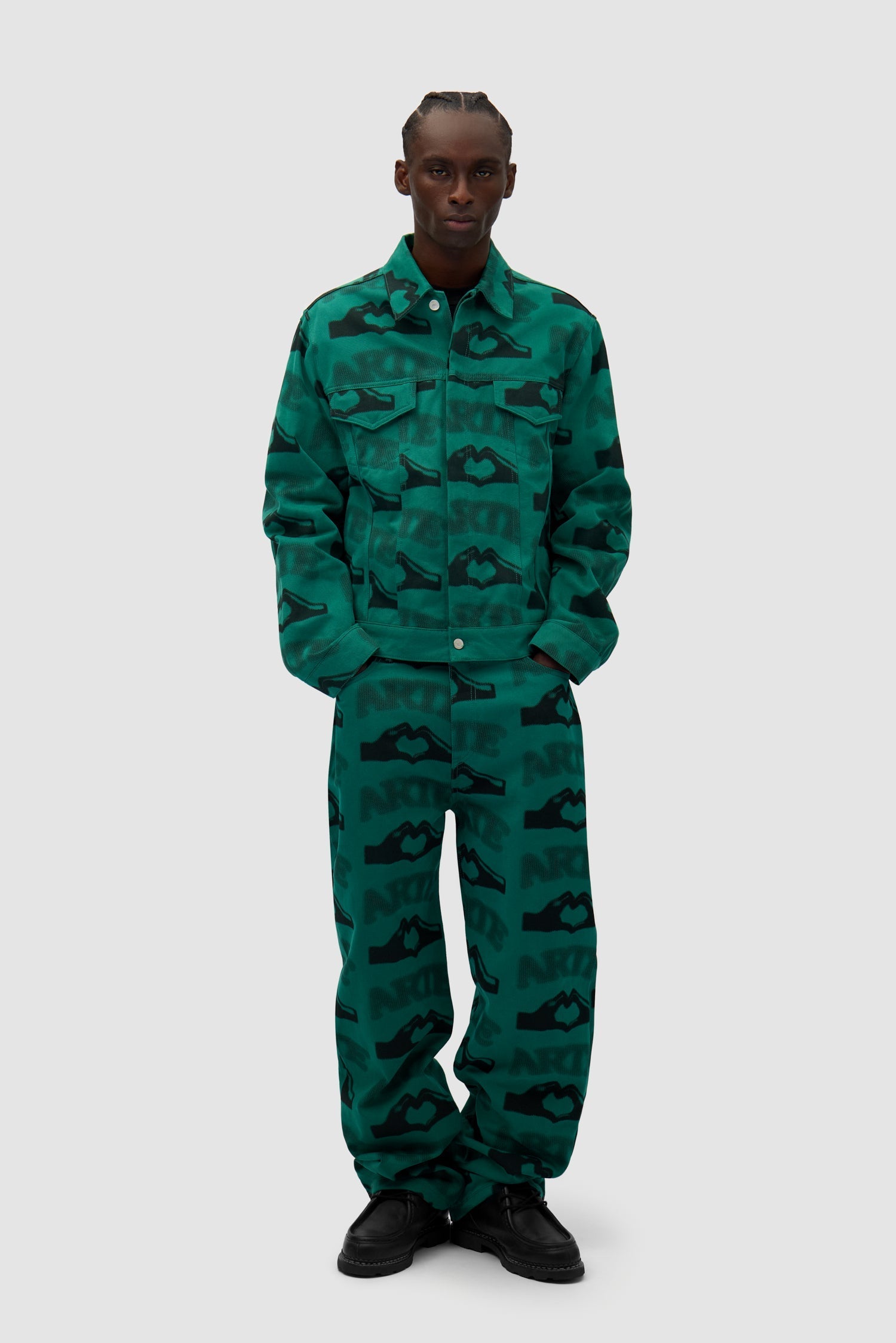 Pantalon imprimé en forme de cœur - Vert