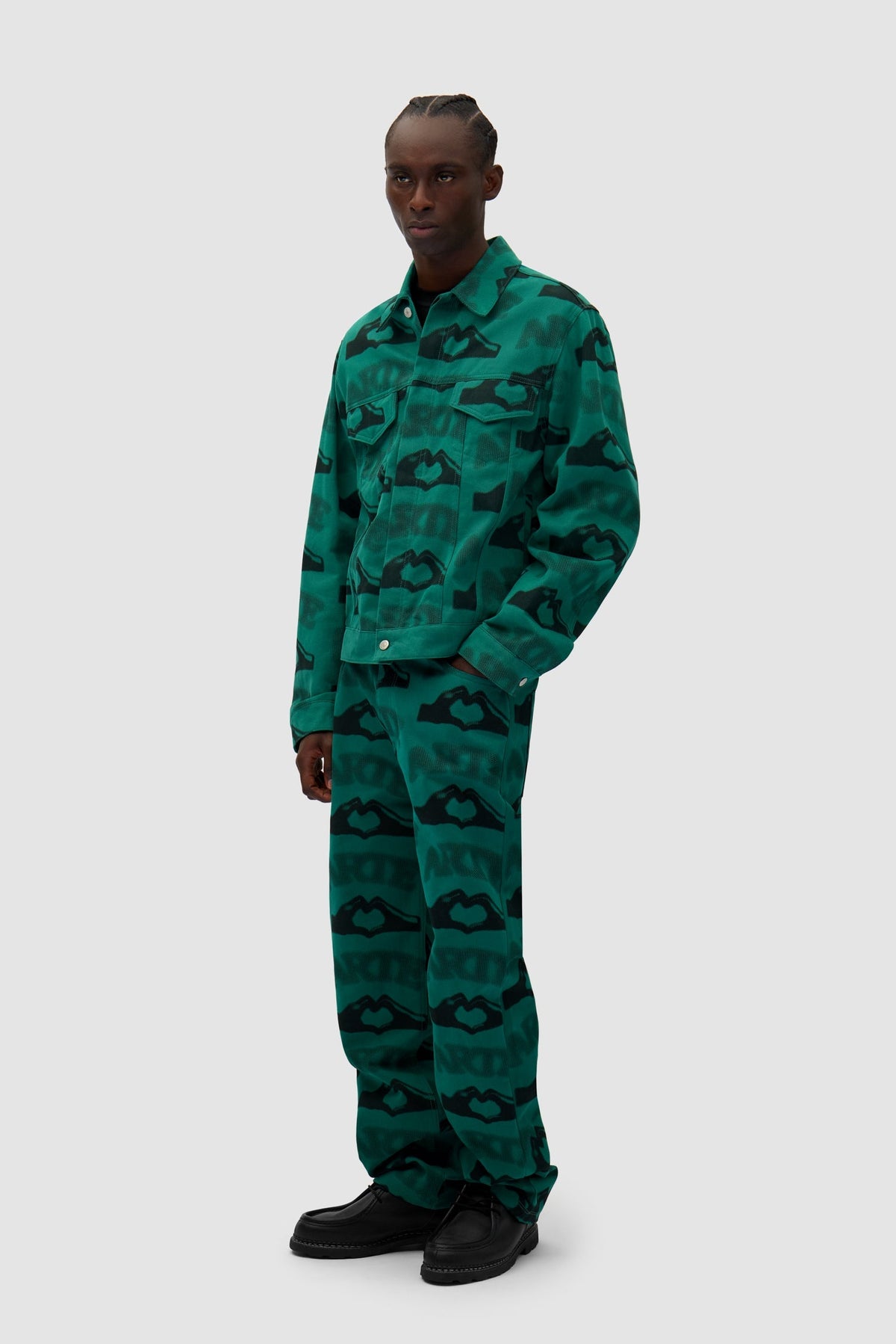 Pantalon imprimé en forme de cœur - Vert