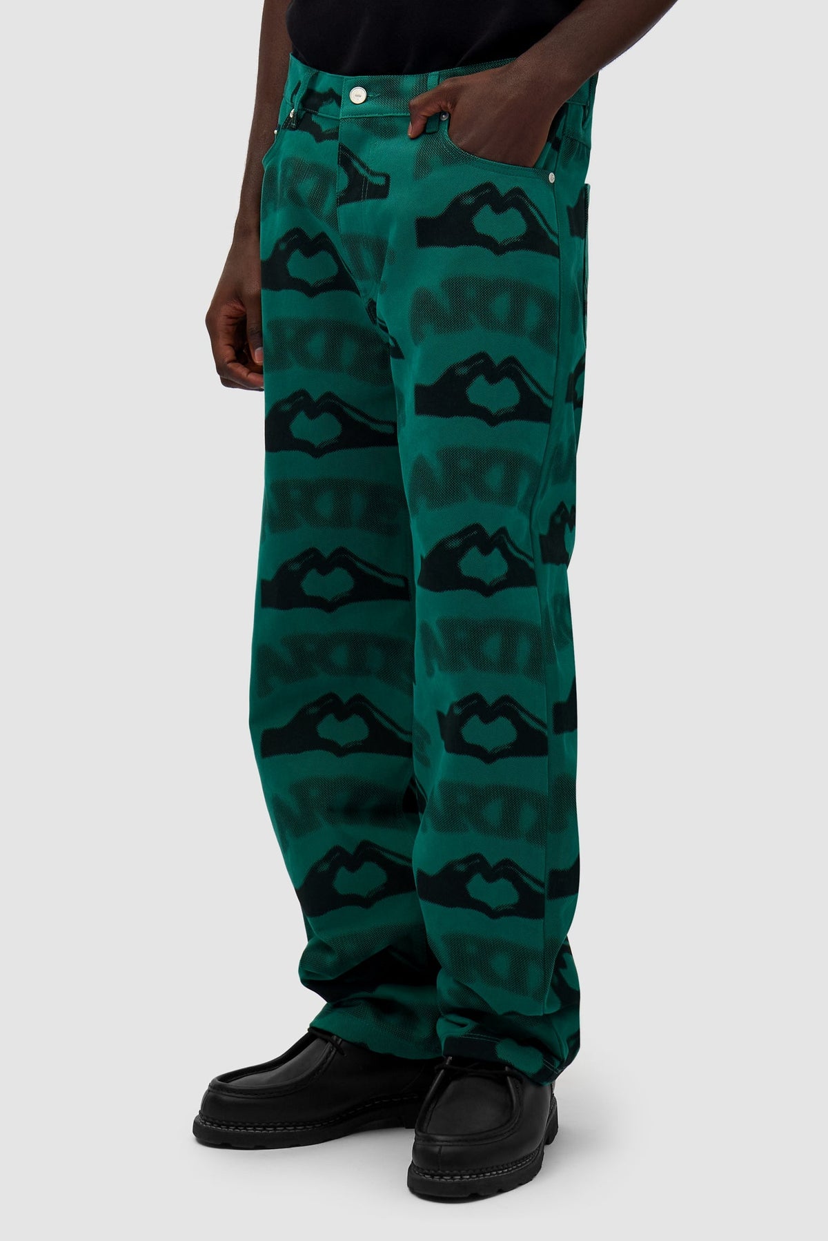 Pantalon imprimé en forme de cœur - Vert