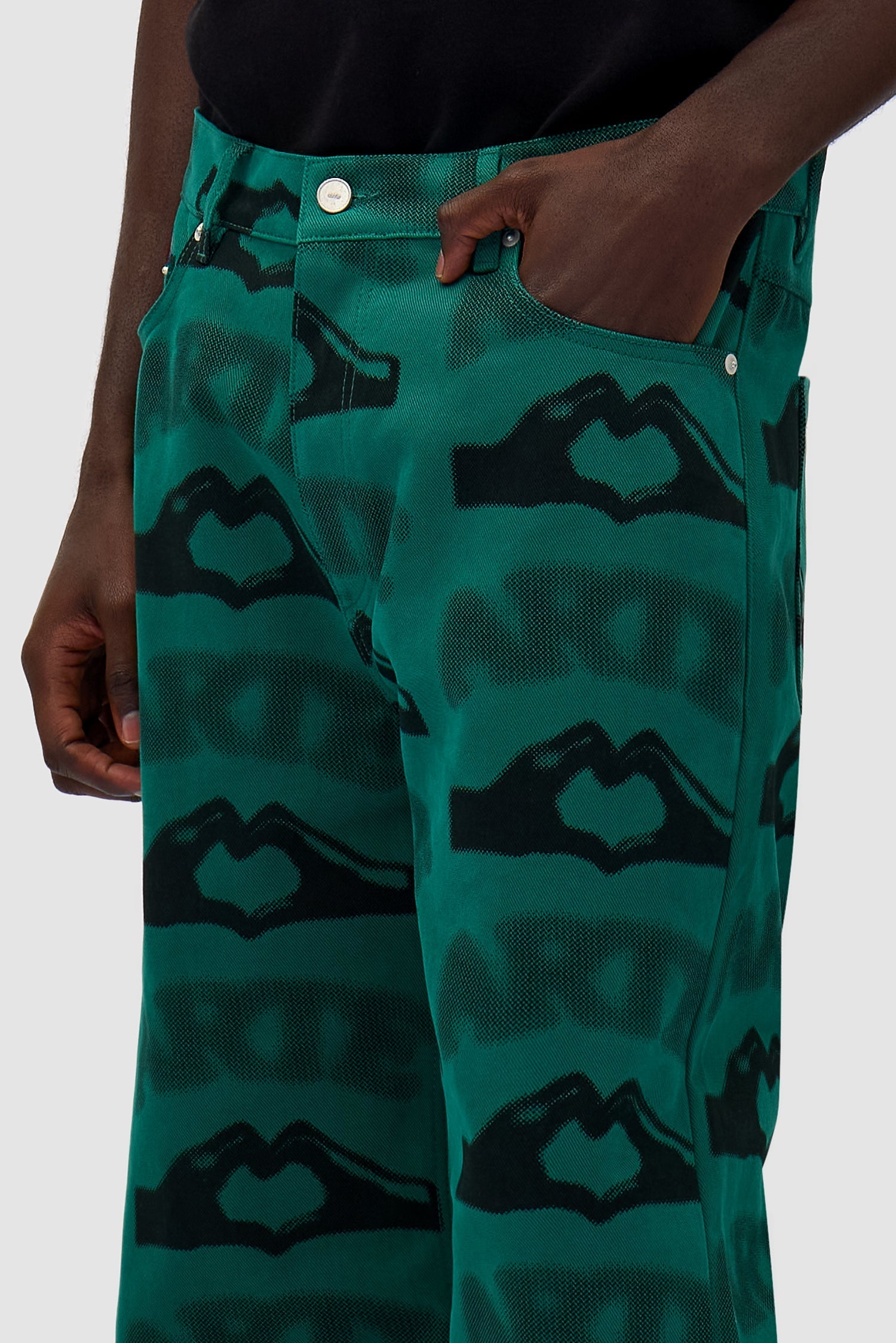 Pantalon imprimé en forme de cœur - Vert
