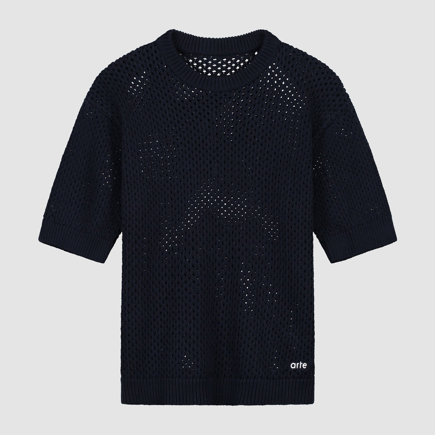T-shirt en maille crochetée - Marine