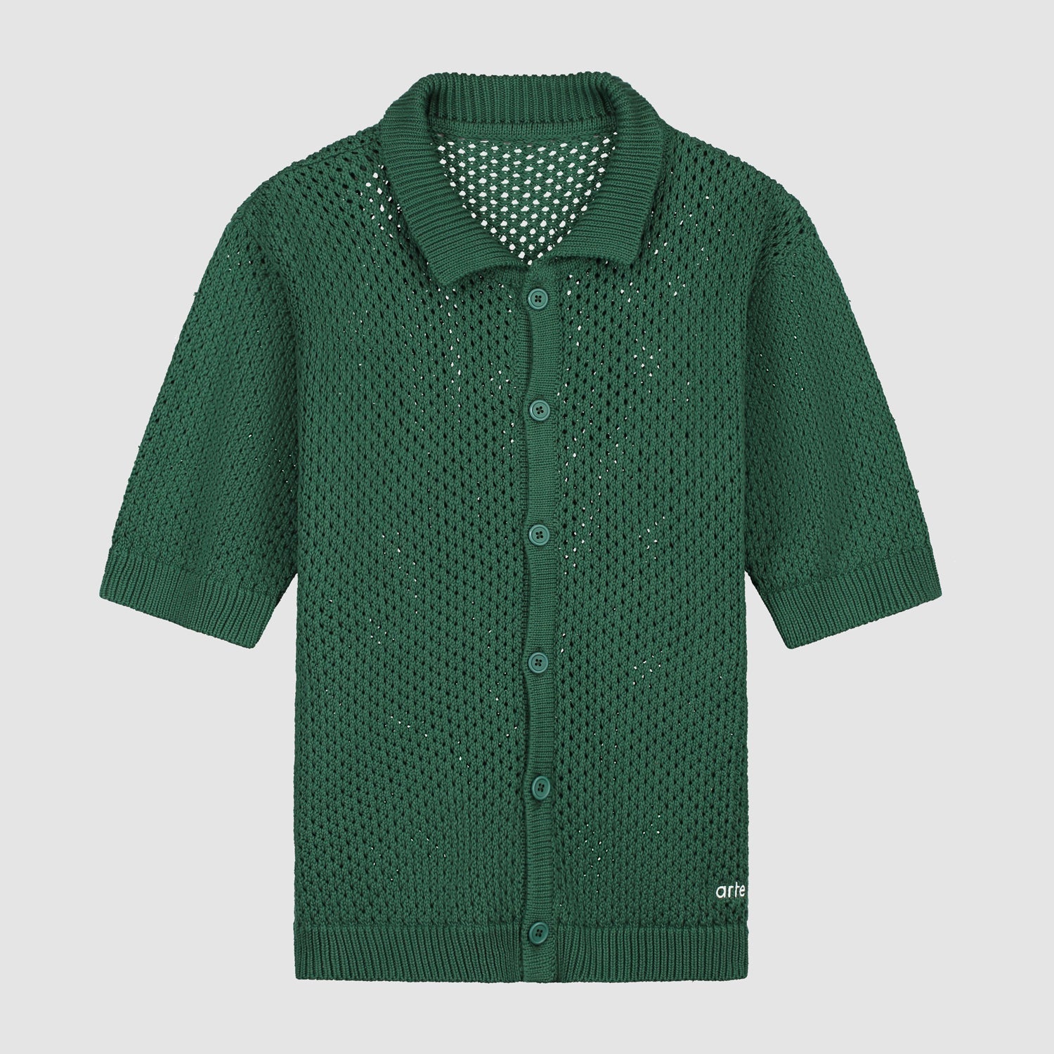 Chemise à boutons en tricot crocheté - Vert
