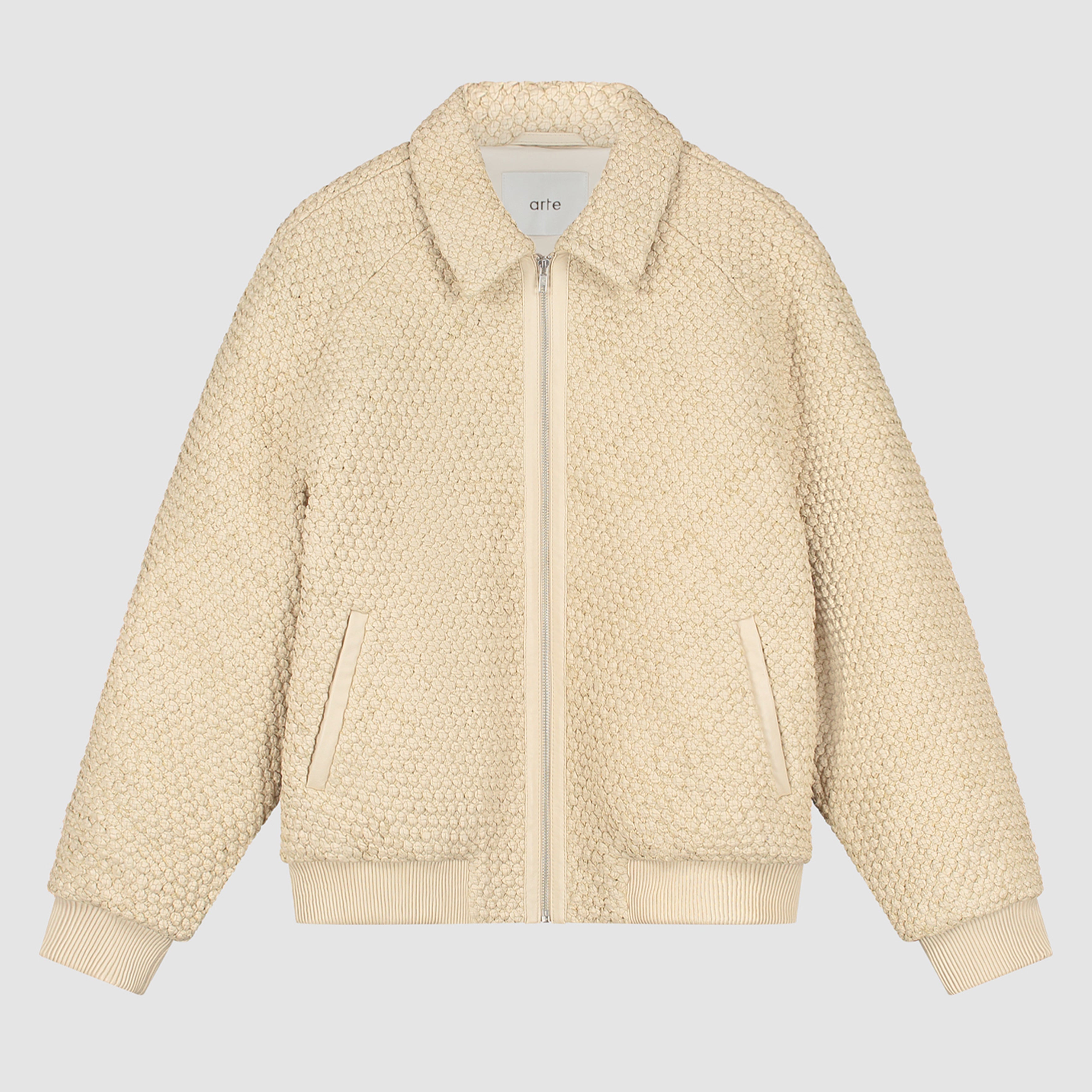 Veste en cuir tressé - Crème