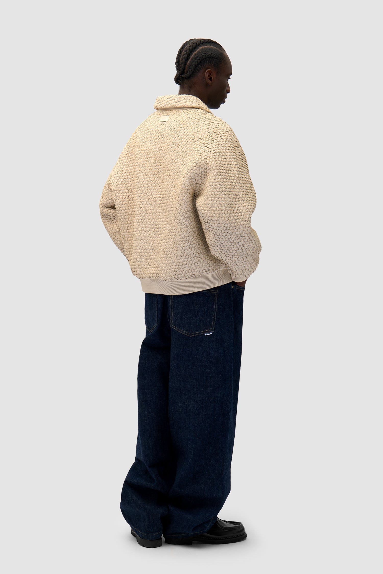 Veste en cuir tressé - Crème
